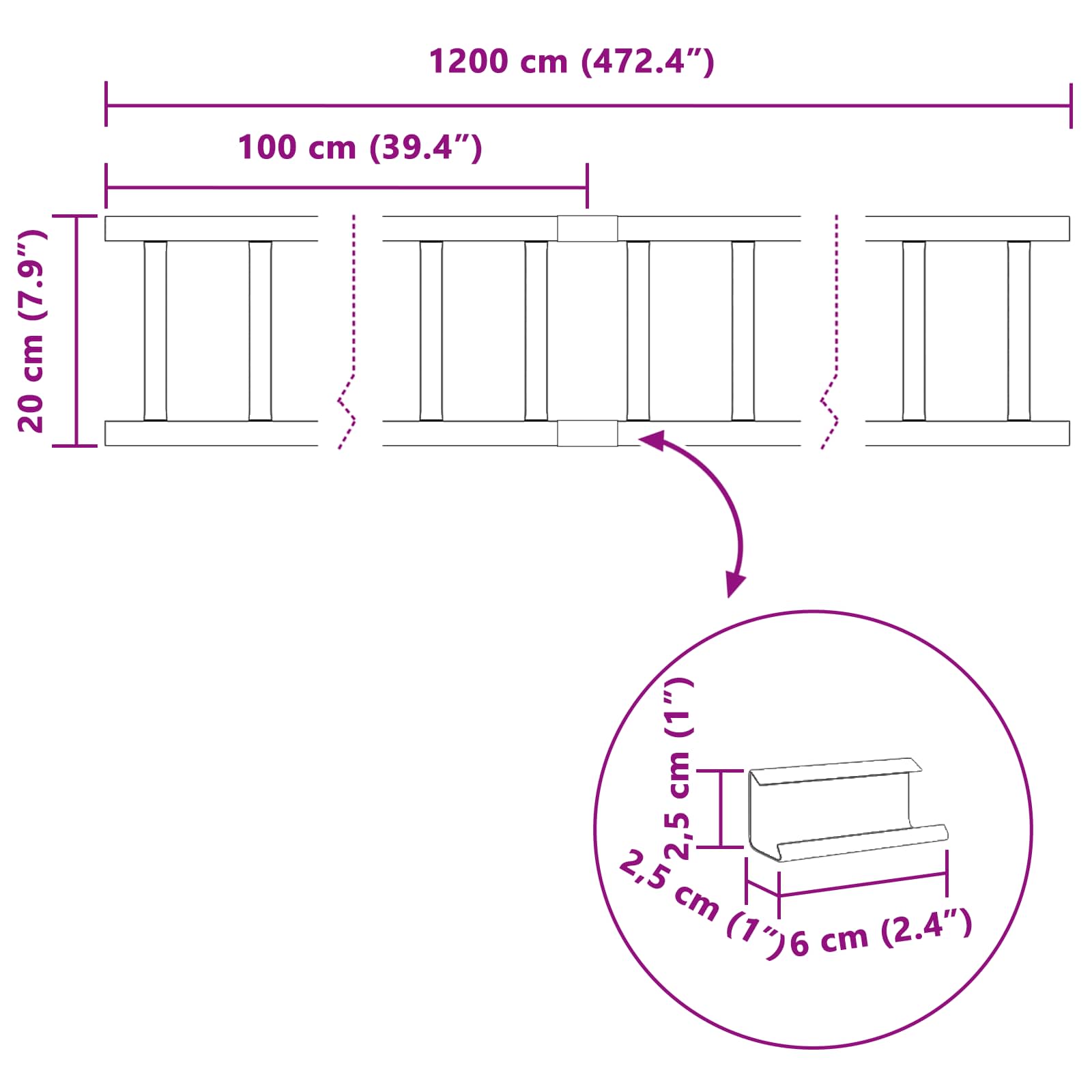 Zaštita od snijega za krov Crvena 1200 x 2,5 x 20 cm Čelik