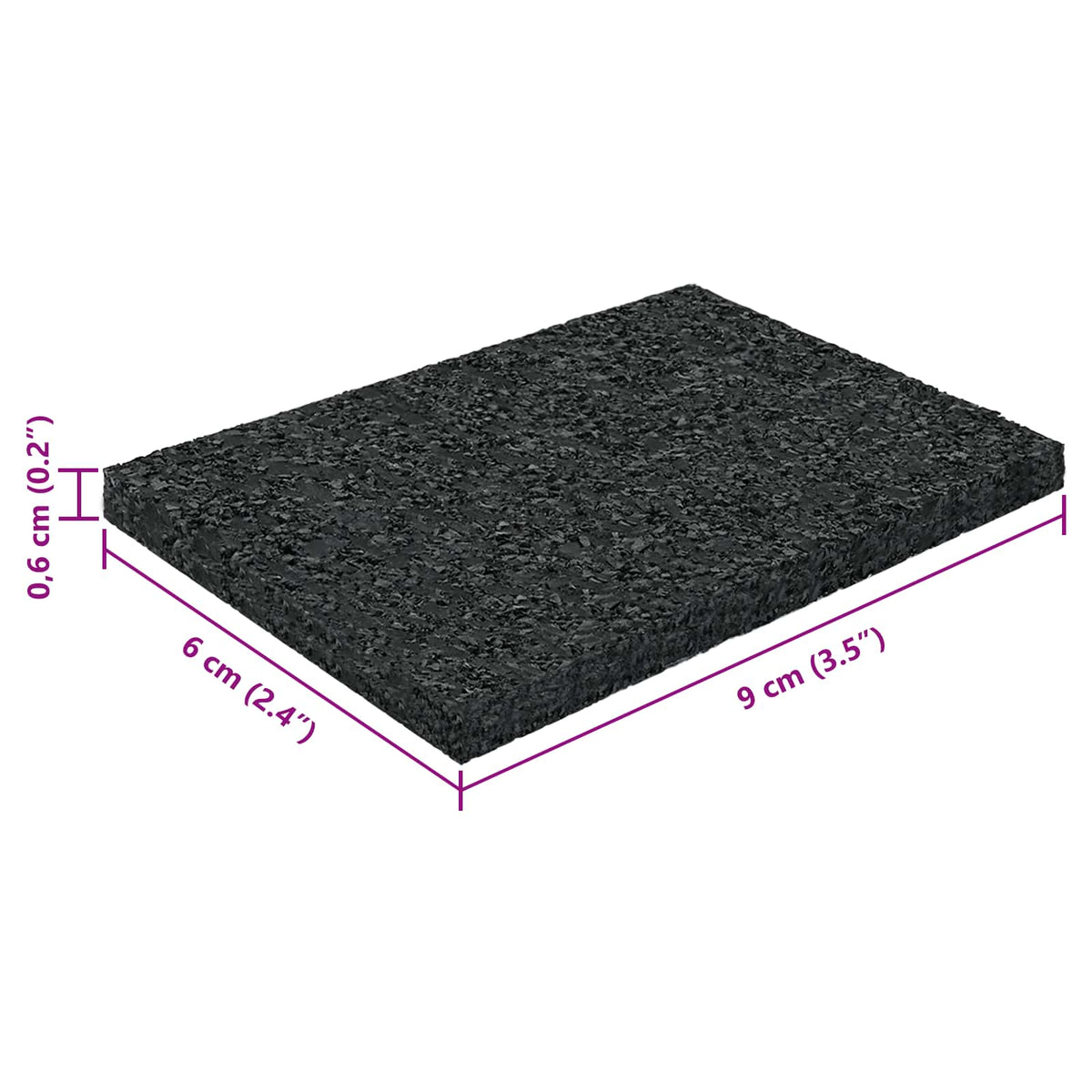 Gumenasti granulatni vanjski pod Crna 6 x 9 x 0,6 cm Guma