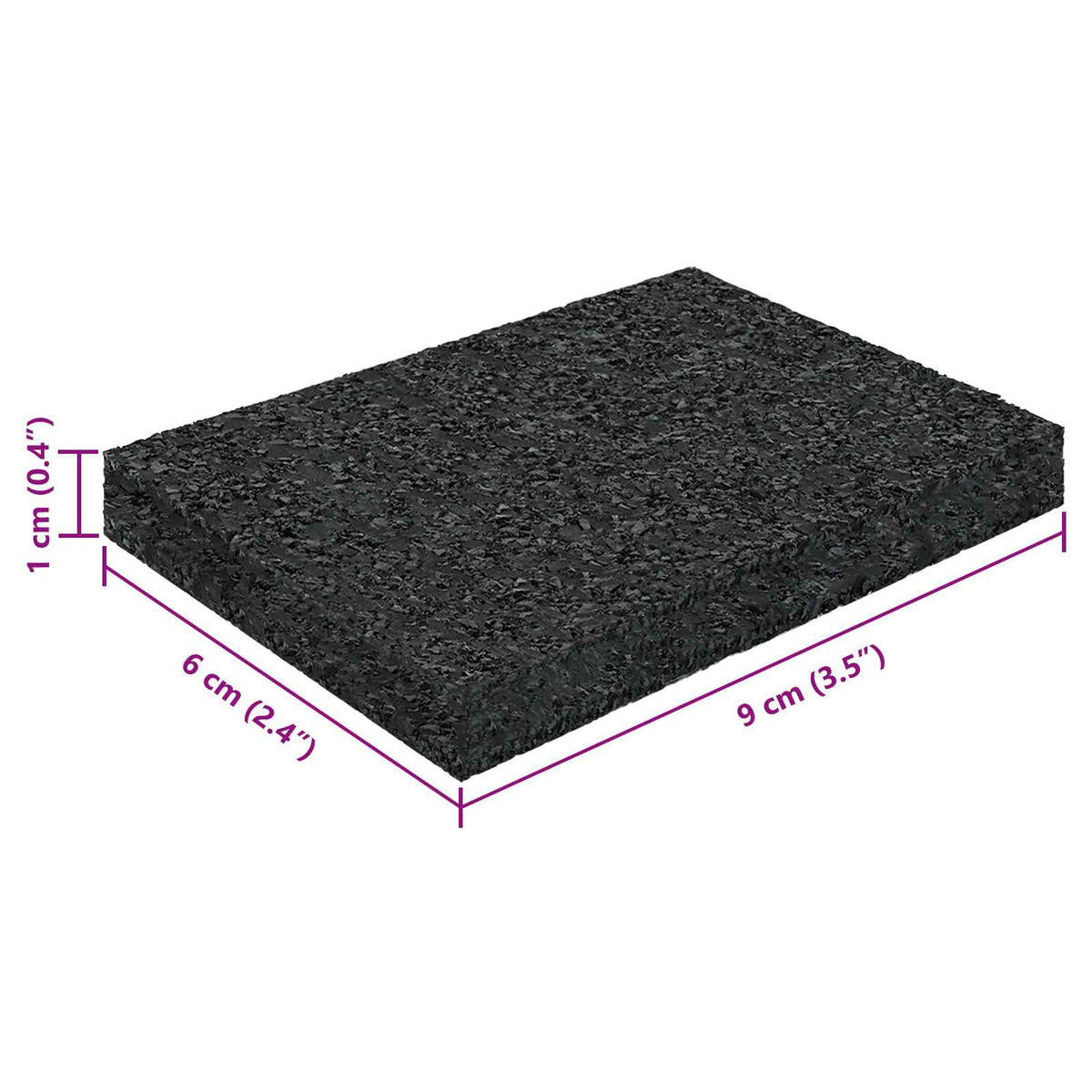 Gumenasti granulatni vanjski pod Crna 6 x 9 x 1 cm Guma
