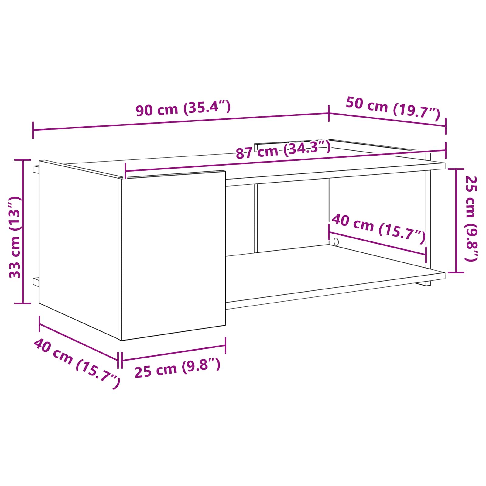 Kava Stol Hrast sonoma 90 x 50 x 33 cm Konstruirano drvo