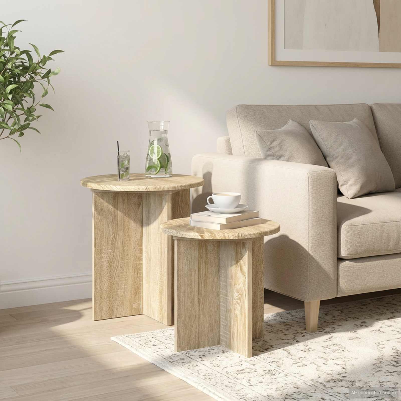 Set pomoćnih stolića 2 pcs Hrast sonoma Konstrukcijsko drvo