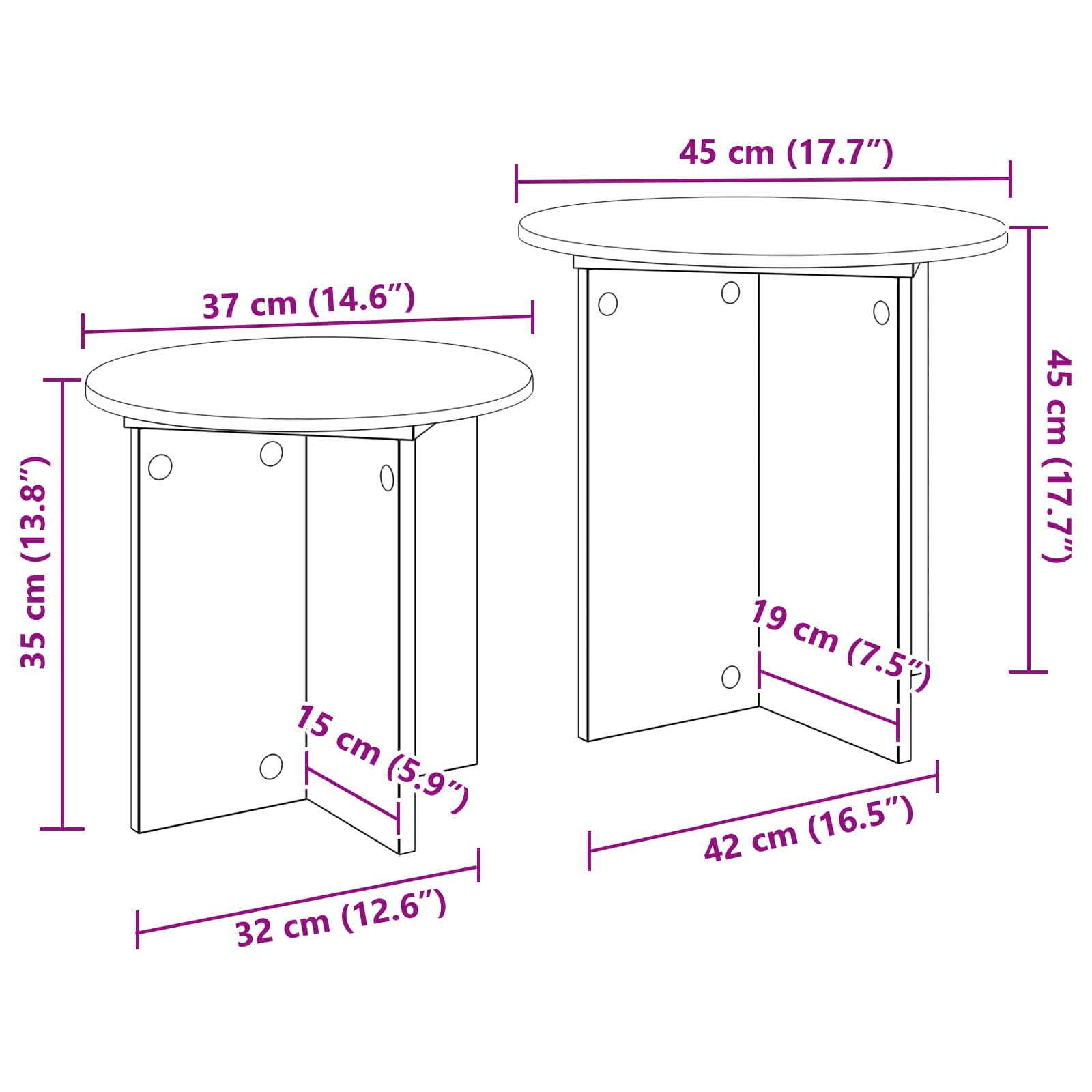 Set pomoćnih stolića 2 pcs Siva sonoma Konstrukcijsko drvo
