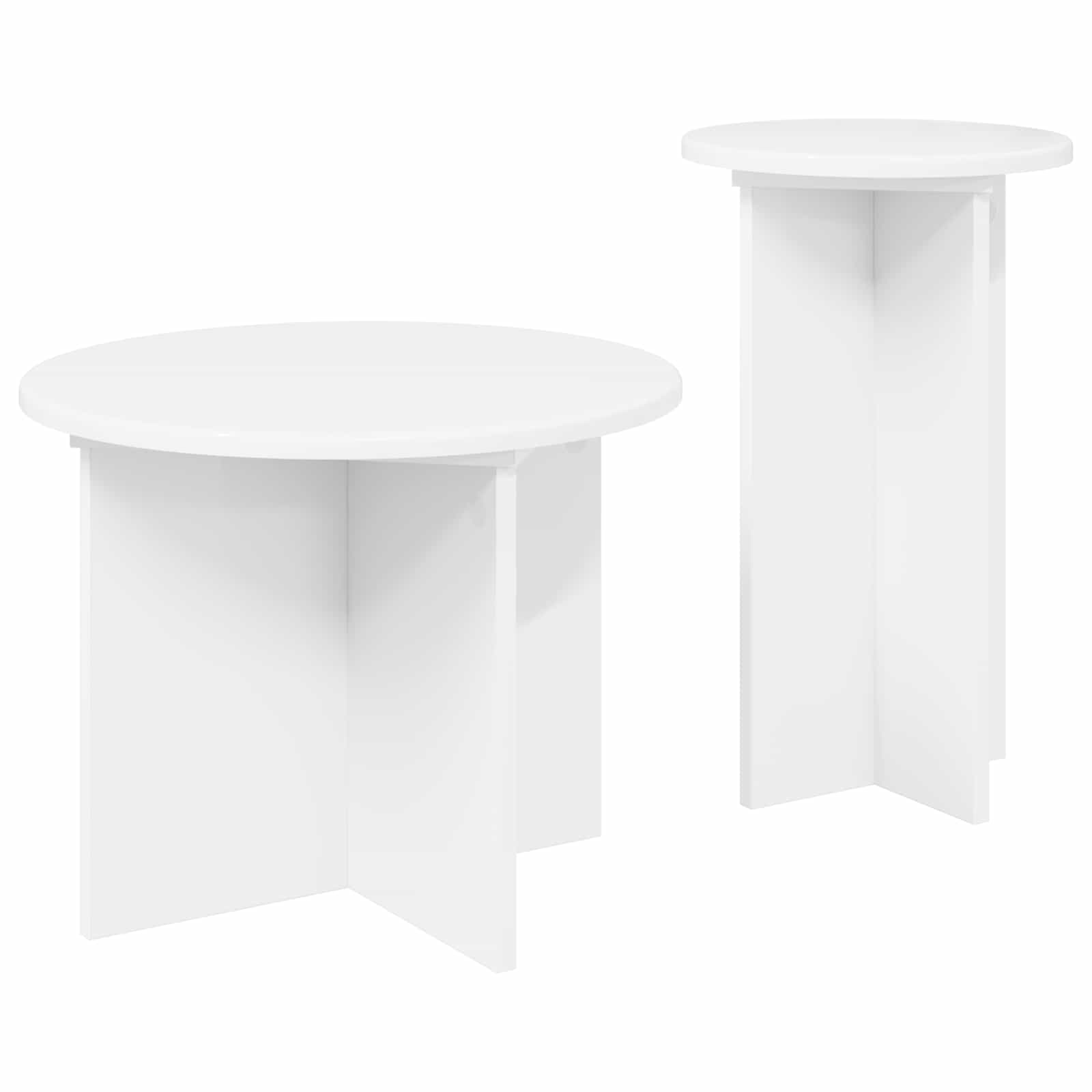 Set pomoćnih stolića s pohranom 2 pcs Bijela Konstruirano drvo