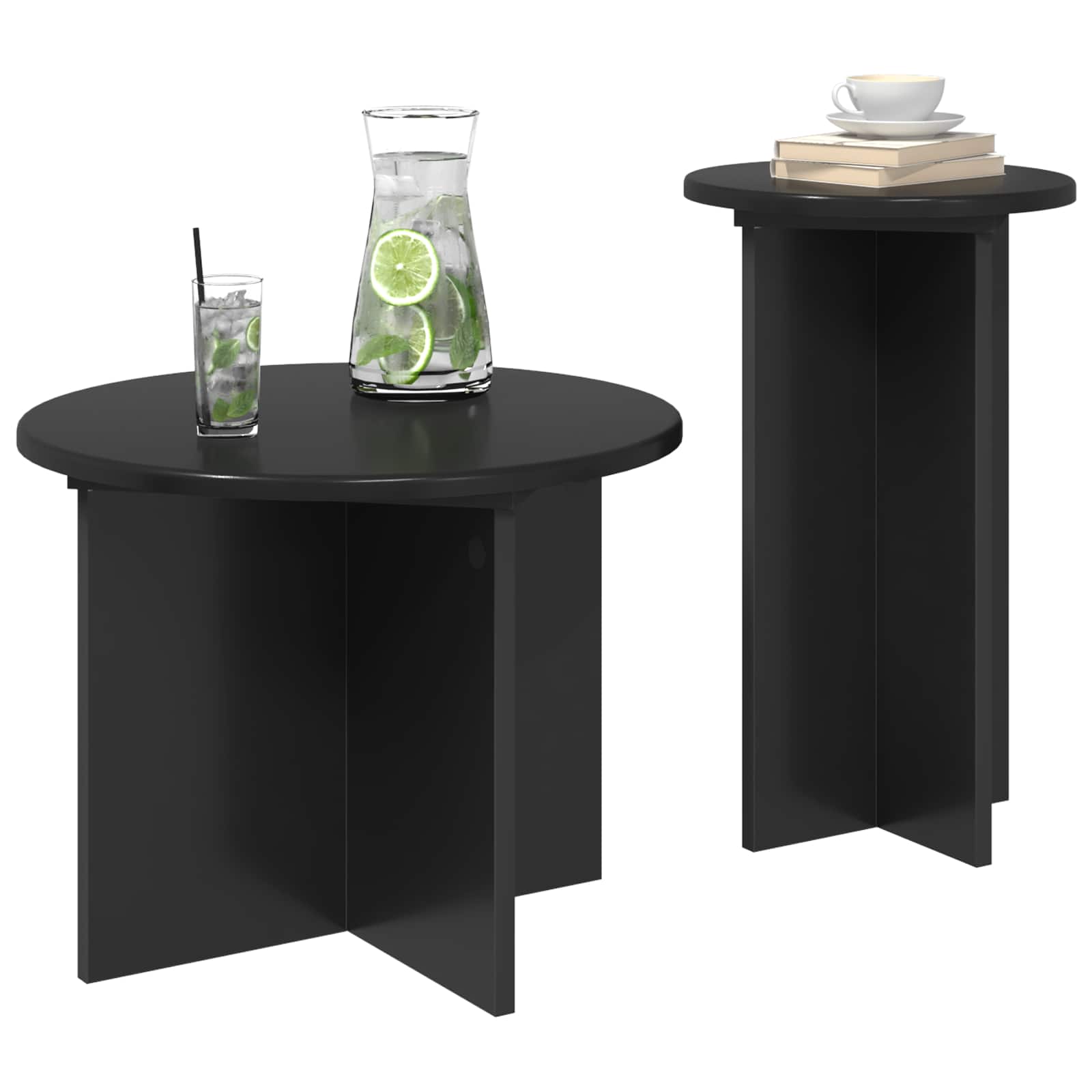 Set pomoćnih stolića 2 pcs Crni hrast Konstruirano drvo