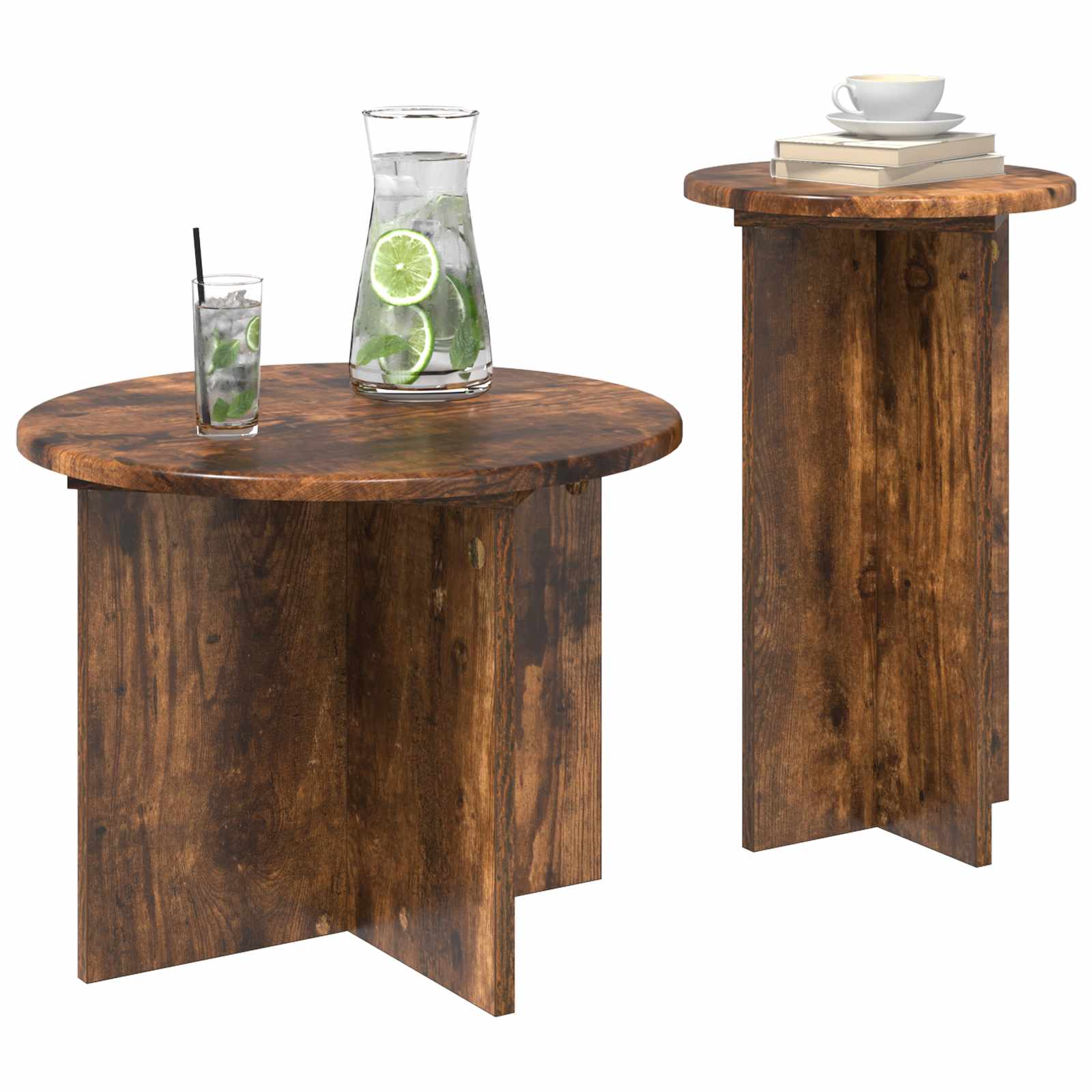 Set pomoćnih stolića 2 pcs Dimljeni hrast Konstruirano drvo