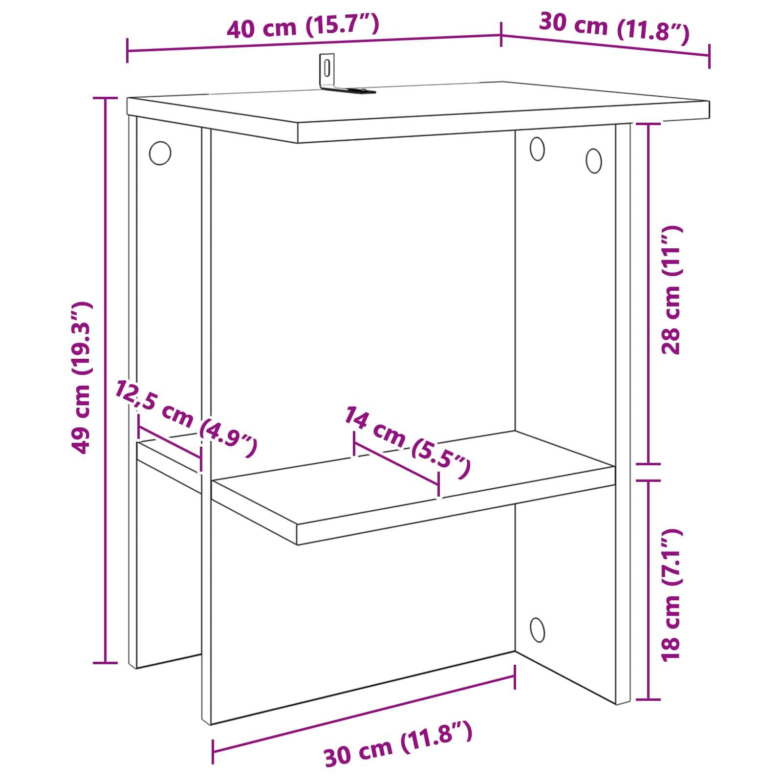 Kava Stol 2 pcs Hrast sonoma 40 x 30 x 49 cm Konstruirano drvo