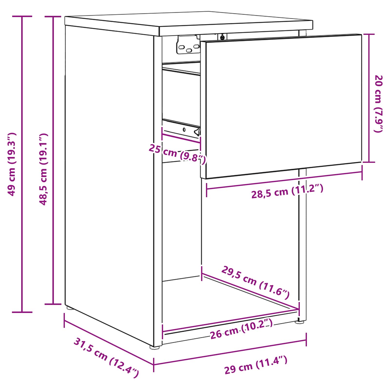 Ormarić za krevet 2 pcs Dimljeni hrast 29 x 31,5 x 49 cm