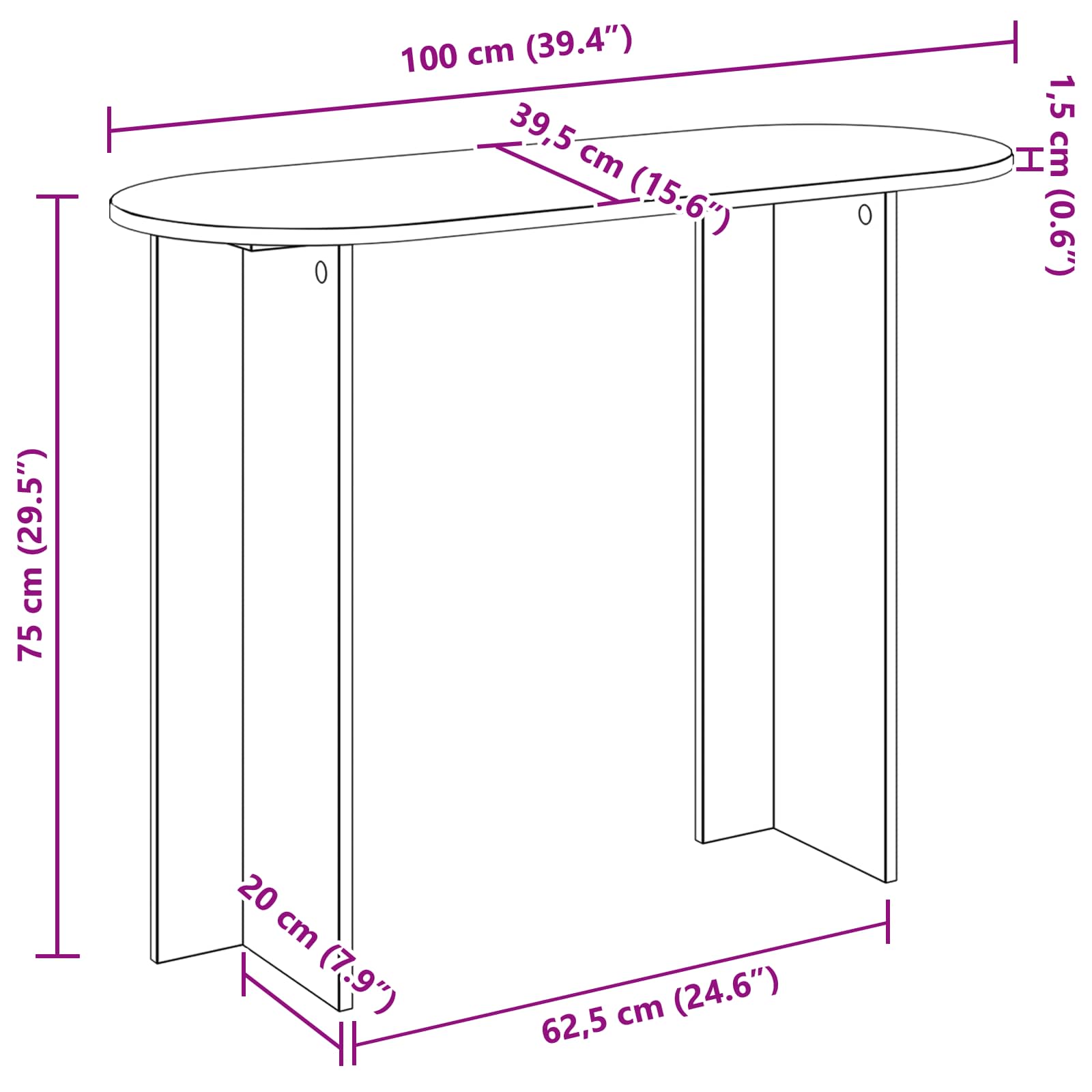 Konzolna stolica s pohranom Hrast sonoma 100 x 39,5 x 75 cm