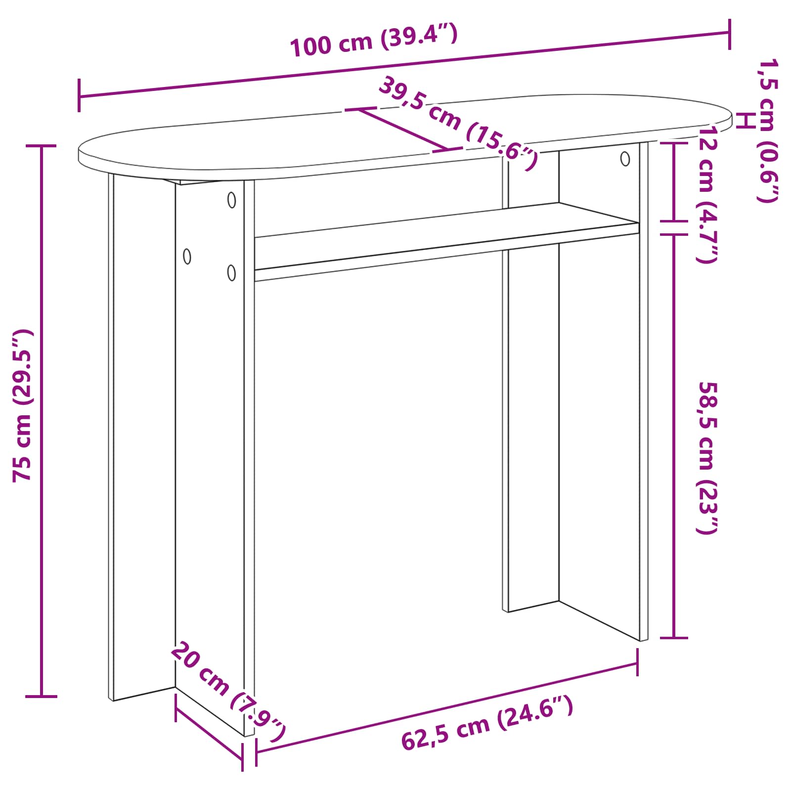 Konzolna stolica s pohranom Betonska siva 100 x 39,5 x 75 cm