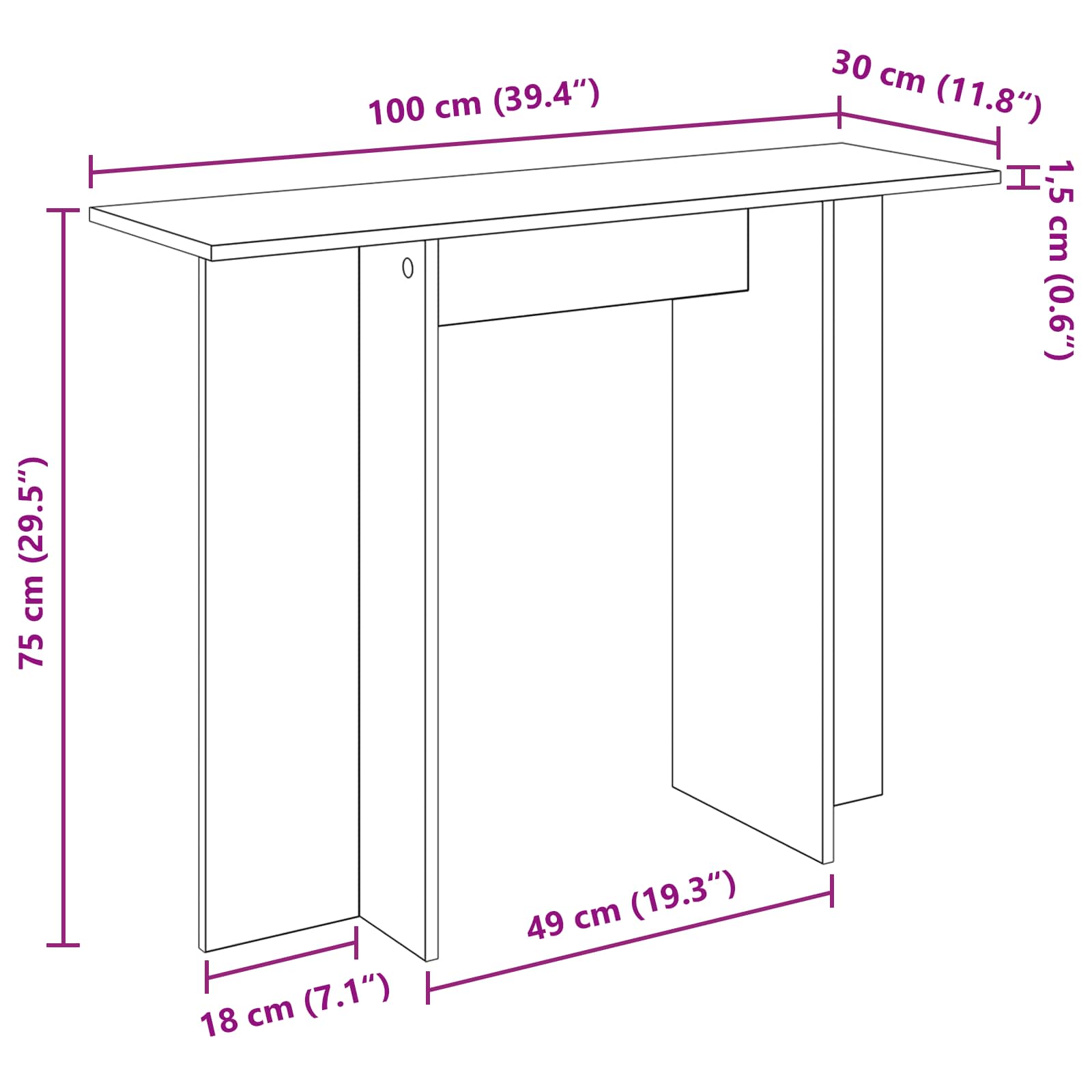 Konzolni stol Betonska siva 100 x 30 x 75 cm Konstruirano drvo