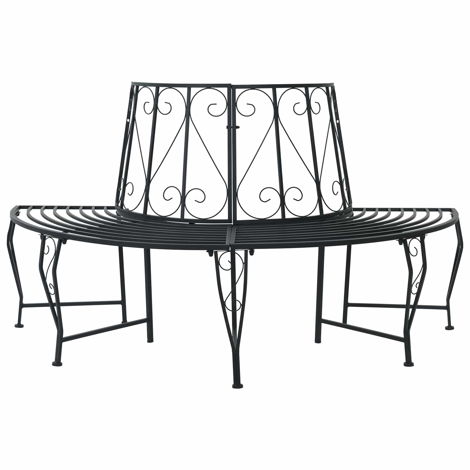 Klupa pod drvetom 4-Broj sjedala 160 x 80 x 89 cm Čelik Crna