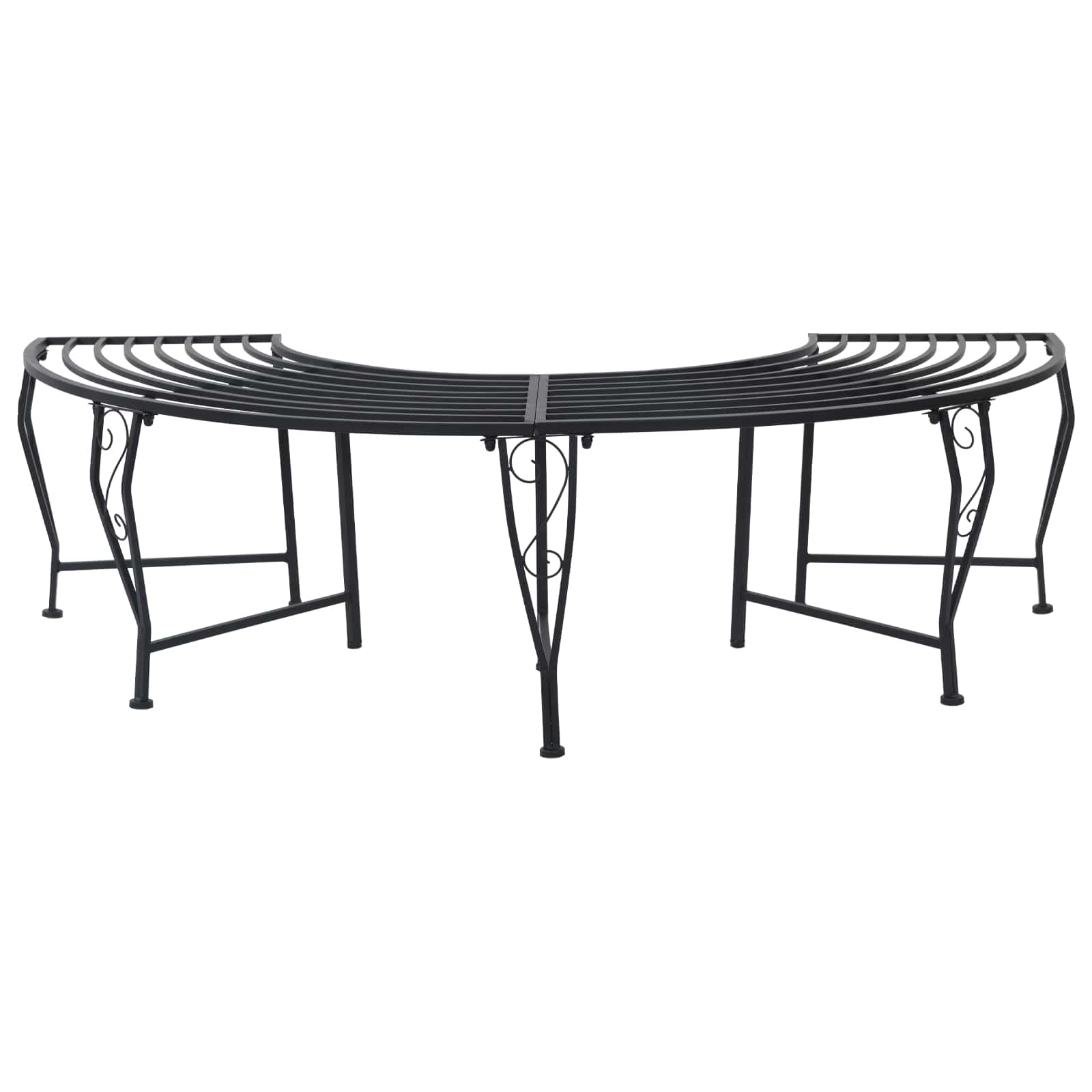 Klupa pod drvetom 4-Broj sjedala 160 x 80 x 44 cm Čelik Crna