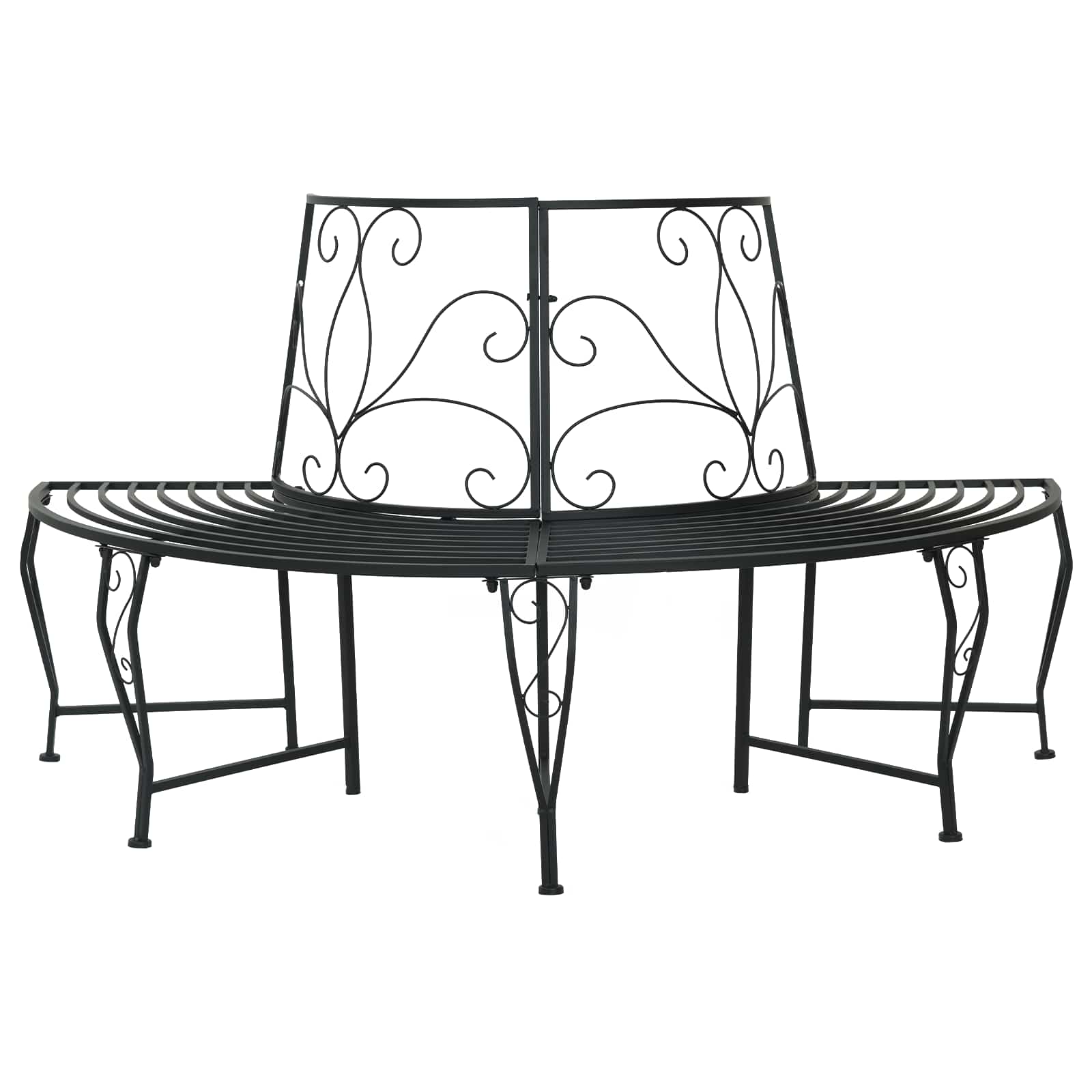 Klupa pod drvetom 4-Broj sjedala 160 x 80 x 89 cm Čelik Crna