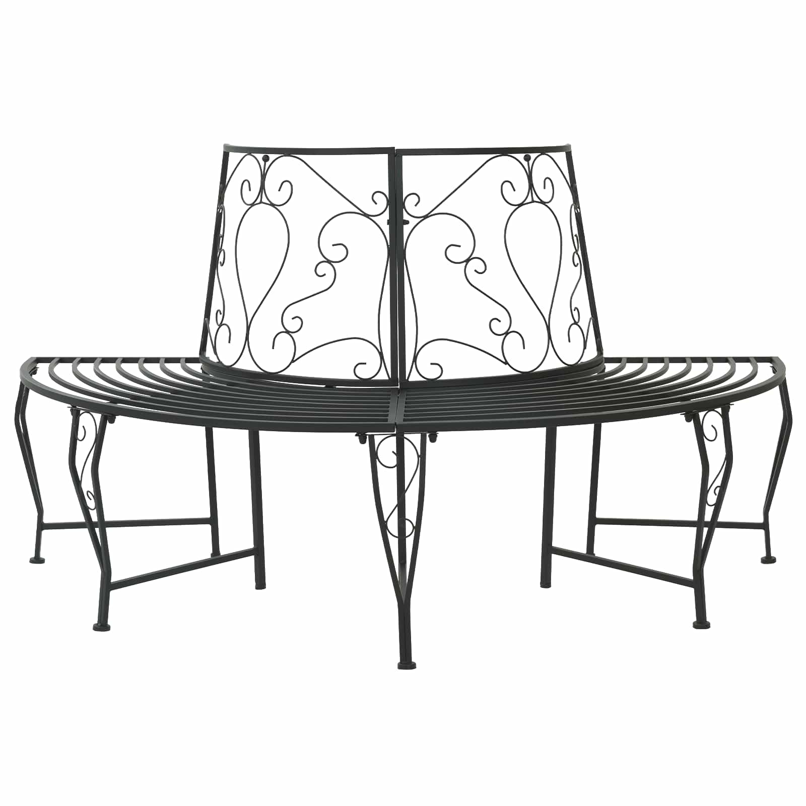 Klupa pod drvetom 4-Broj sjedala 160 x 80 x 89 cm Čelik Crna