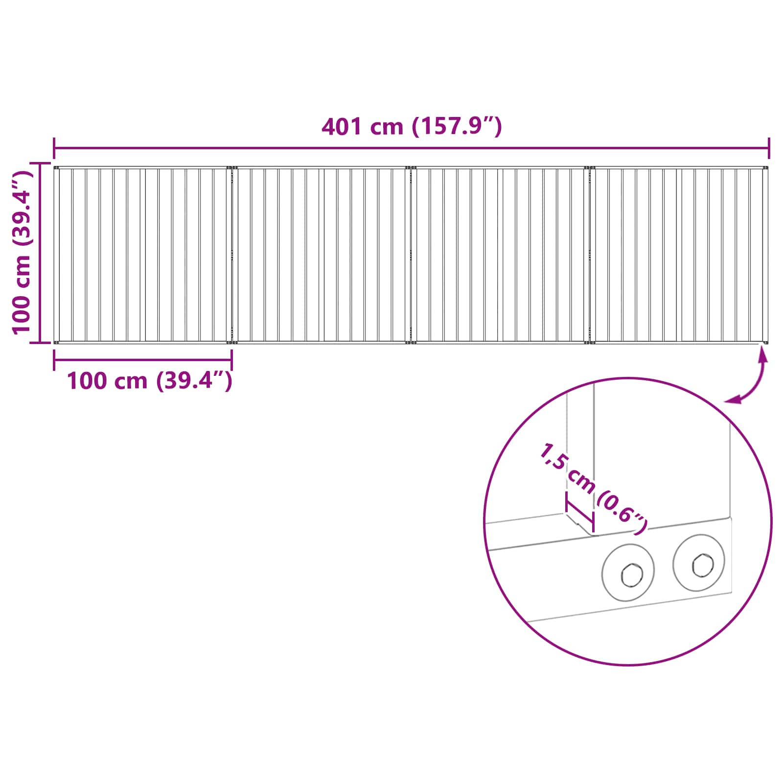 Vrata za pse 4 pcs Crna 100 x 100 cm Cinkani čelik