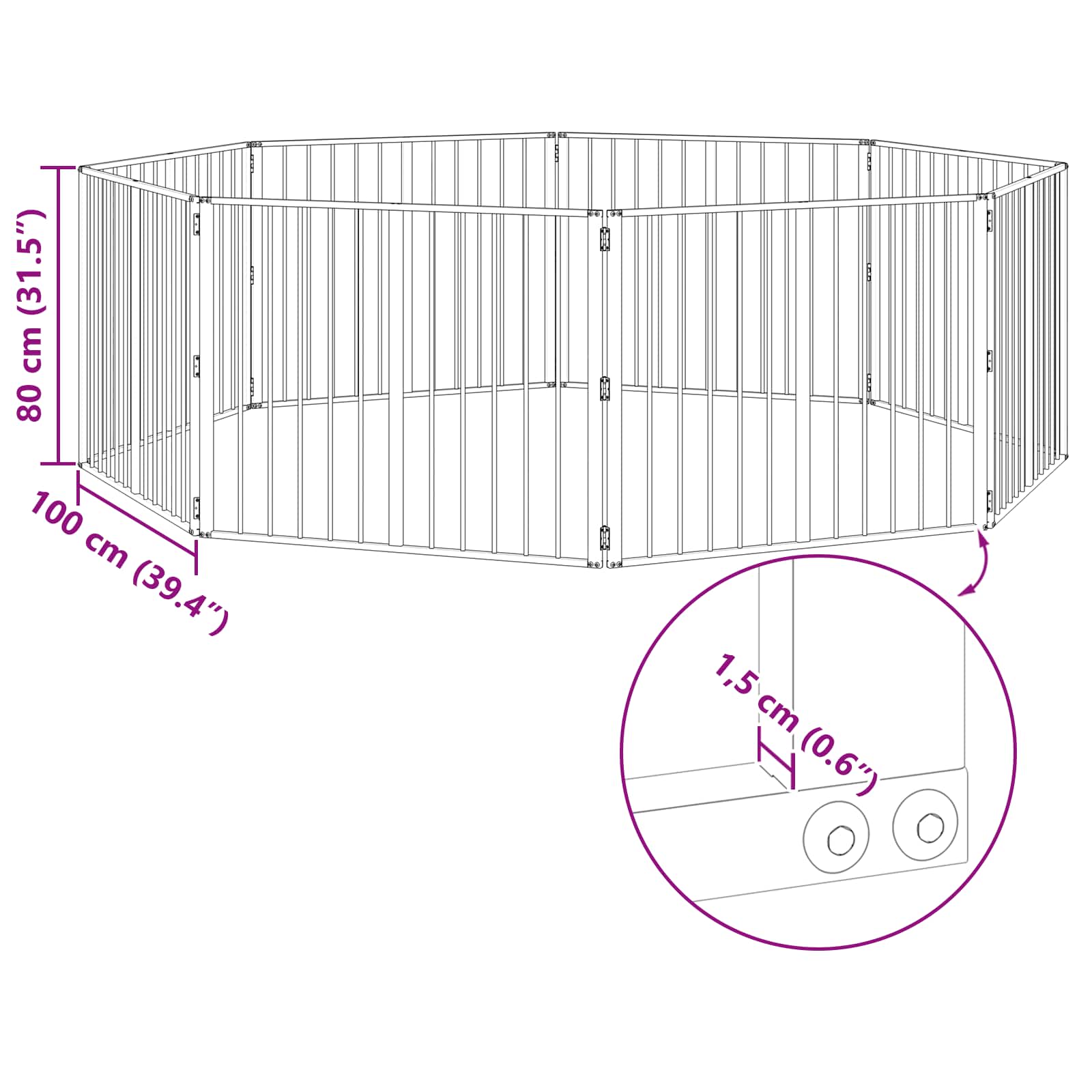 Vrata za pse 8 pcs Crna 100 x 80 cm Cinkani čelik