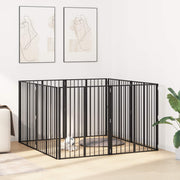 Vrata za pse 8 pcs Crna 80 x 100 cm Cinkani čelik