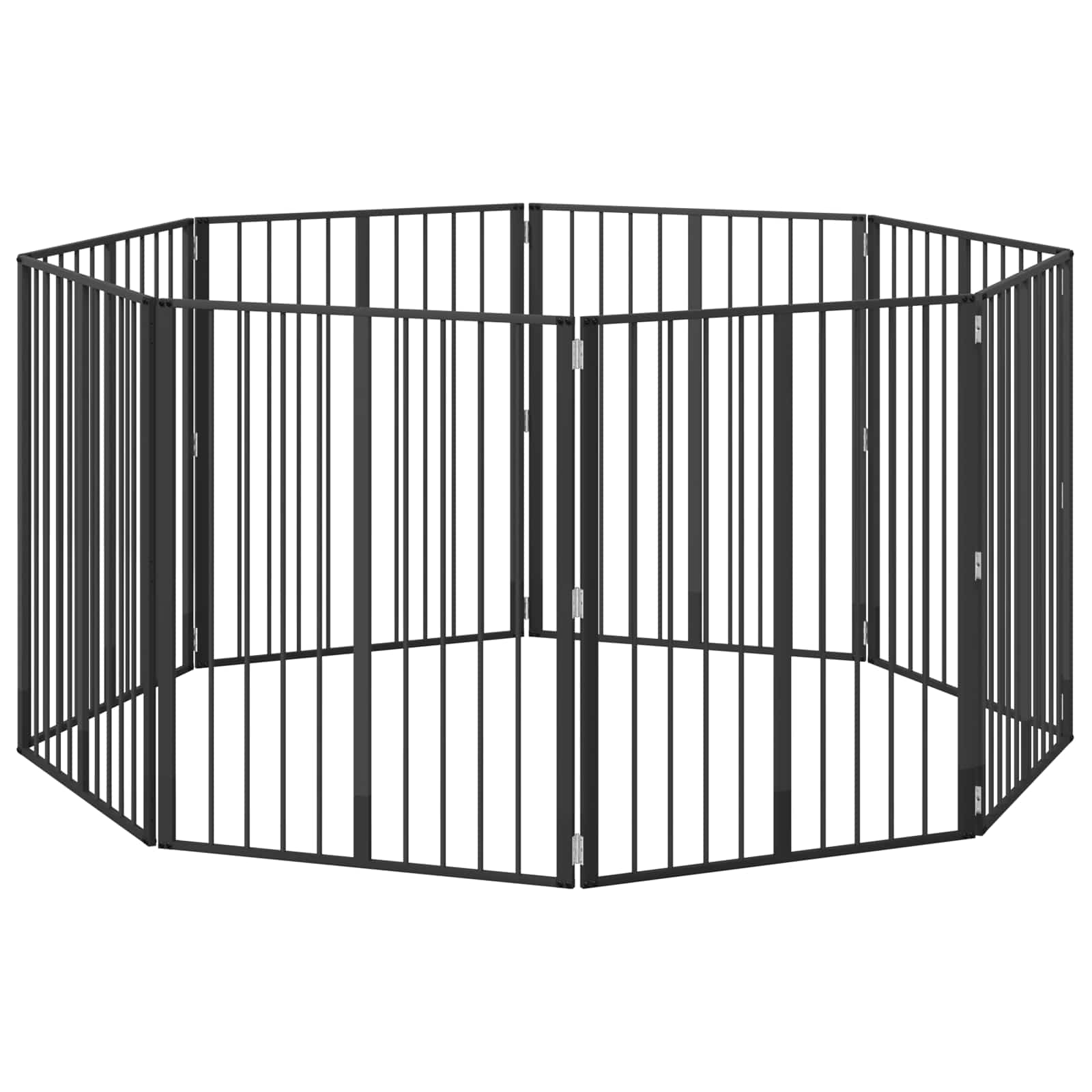 Vrata za pse 8 pcs Crna 80 x 100 cm Cinkani čelik