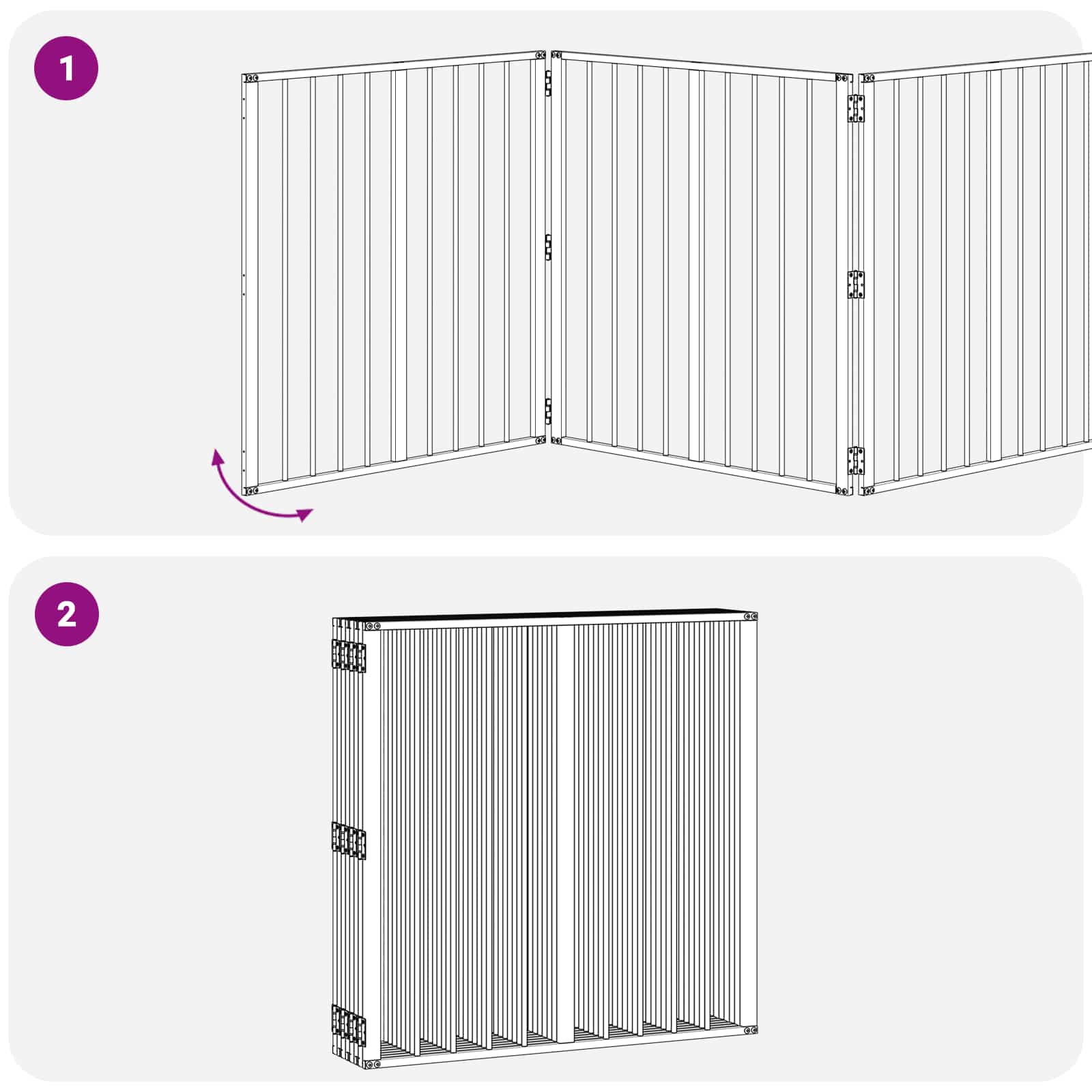 Vrata za pse 8 pcs Crna 80 x 80 cm Cinkani čelik