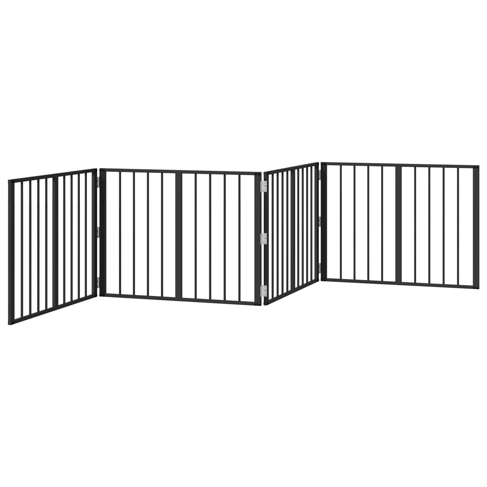 Vrata za pse 4 pcs Crna 80 x 60 cm Cinkani čelik