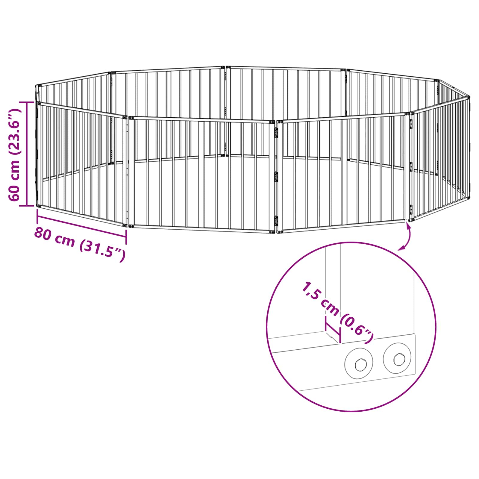 Vrata za pse 10 pcs Crna 80 x 60 cm Cinkani čelik