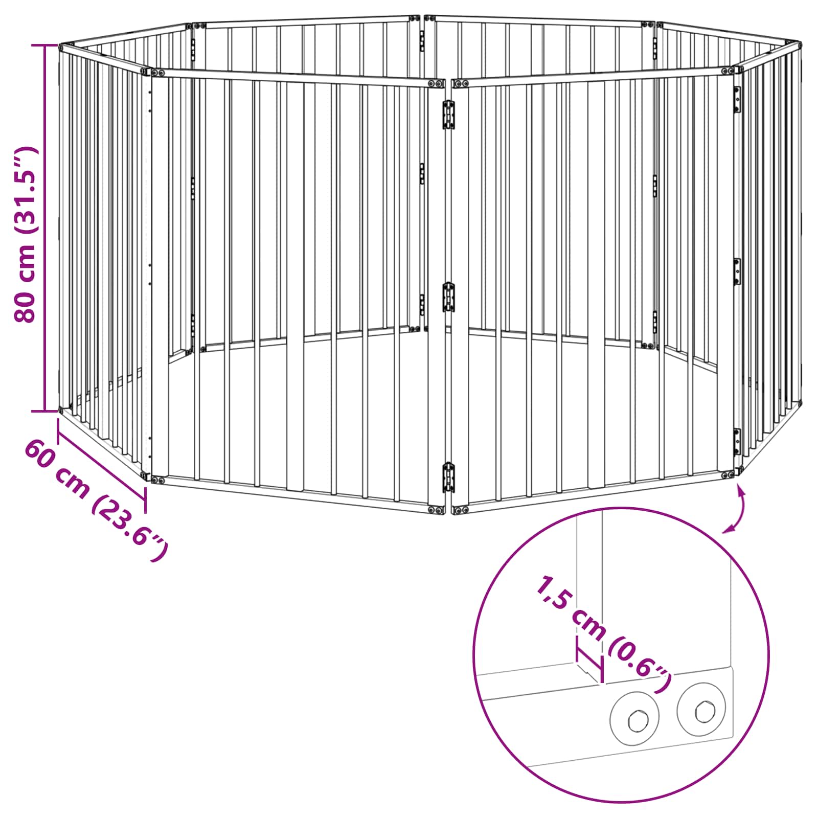 Vrata za pse 8 pcs Crna 60 x 80 cm Cinkani čelik