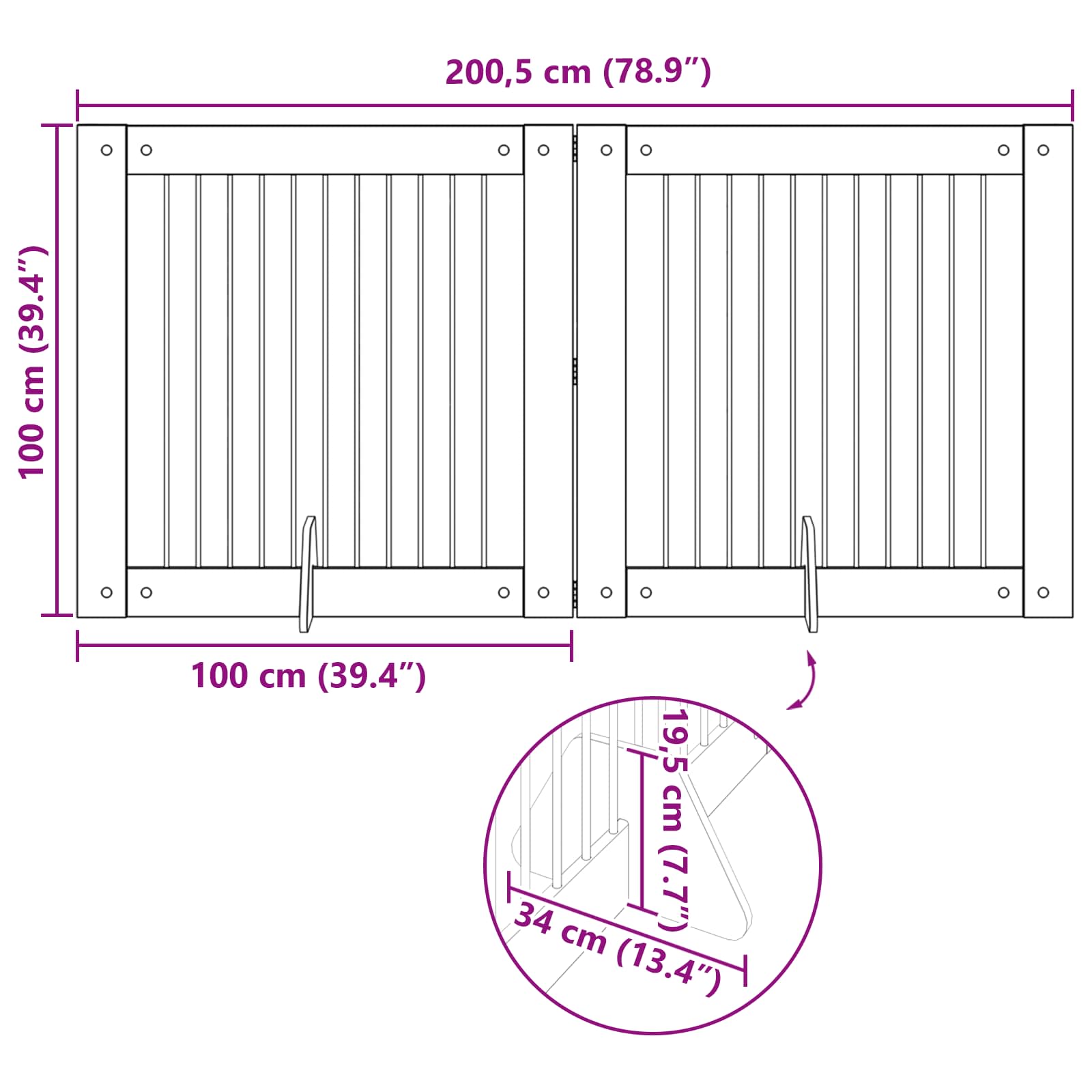 Vrata za pse s postoljem 2 pcs Crni hrast 100 x 100 cm