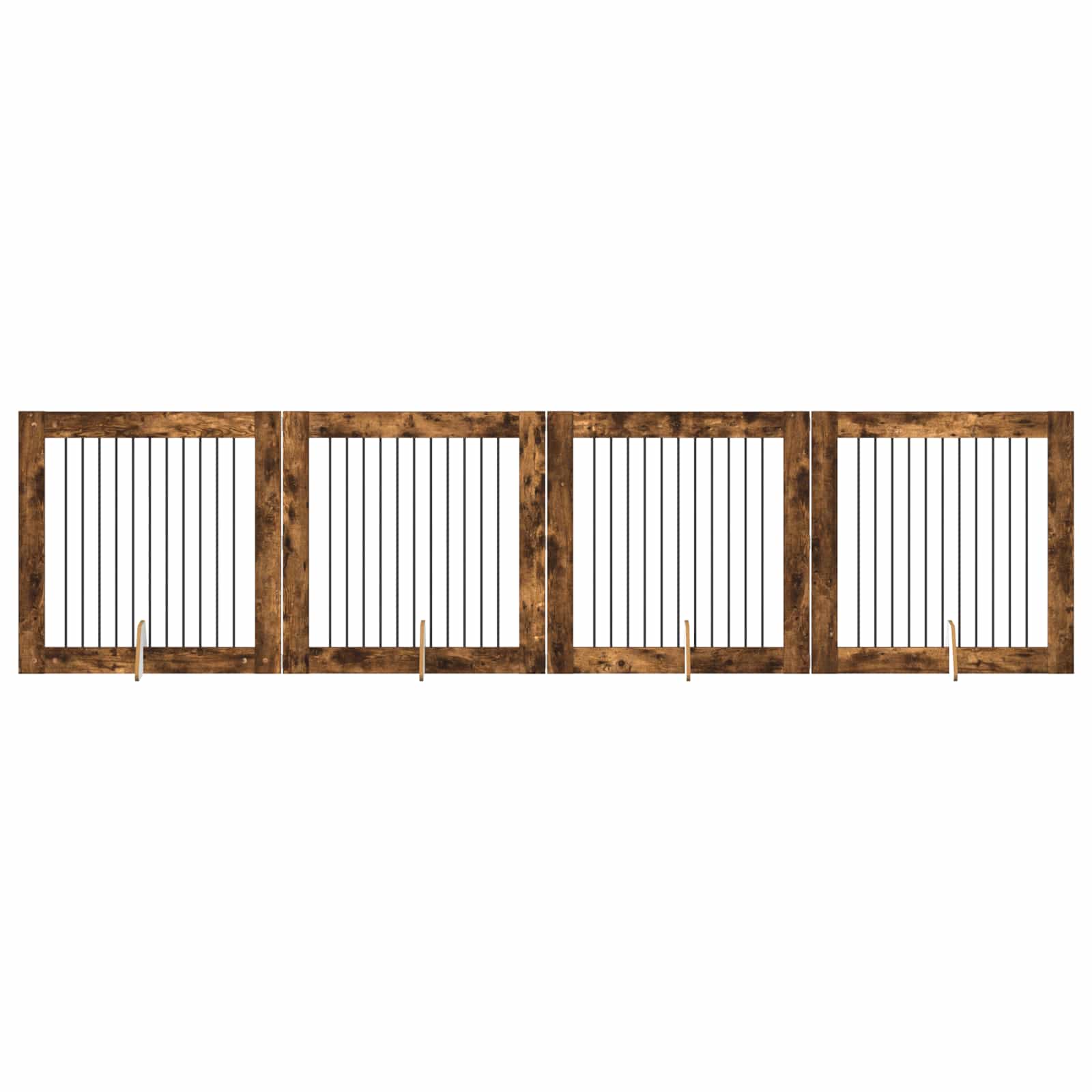 Vrata za pse s postoljem 4 pcs Dimljeni hrast 100 x 100 cm