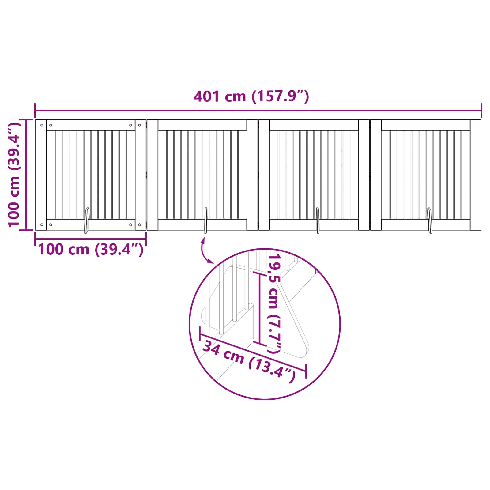 Vrata za pse s postoljem 4 pcs Dimljeni hrast 100 x 100 cm
