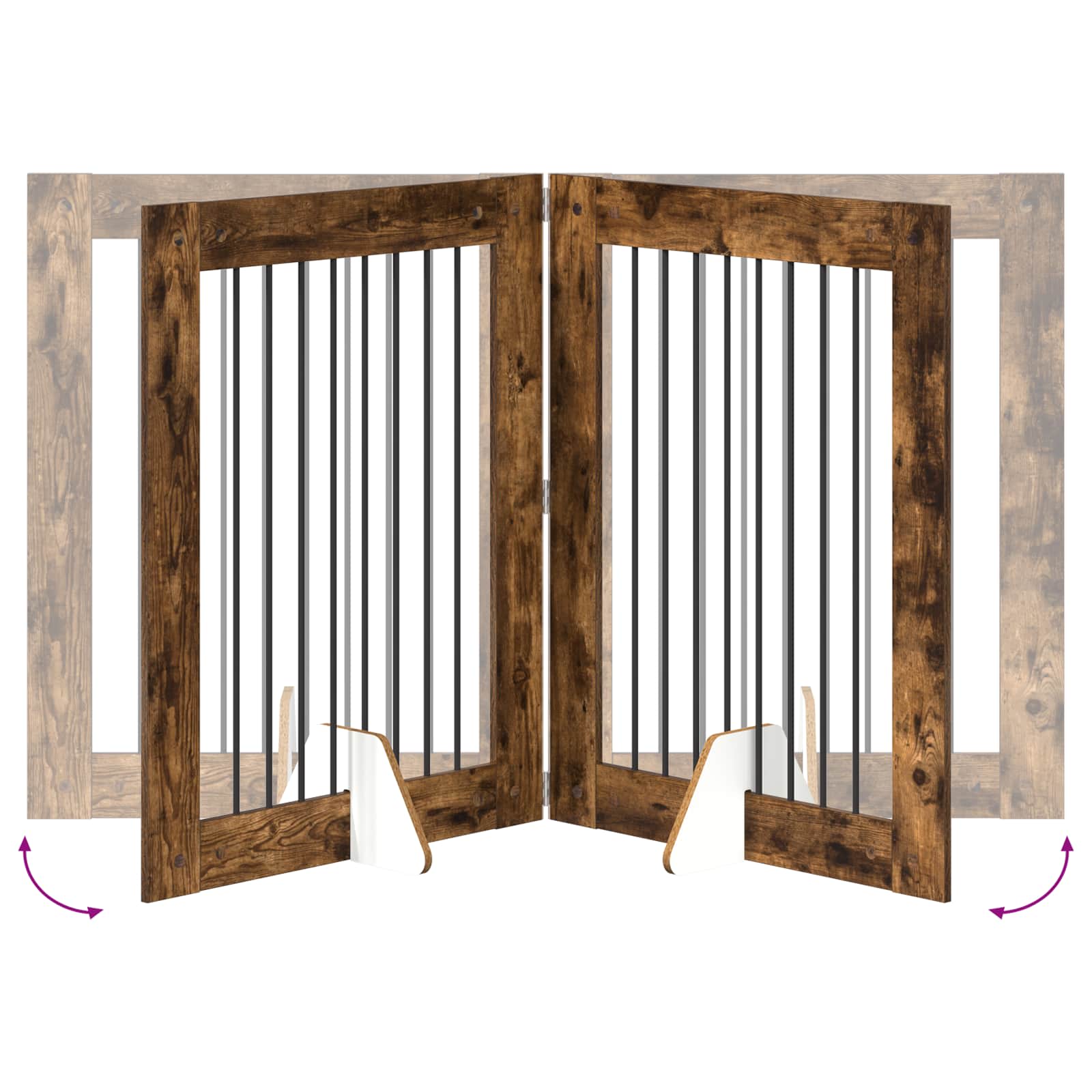 Vrata za pse s postoljem 2 pcs Dimljeni hrast 80 x 100 cm
