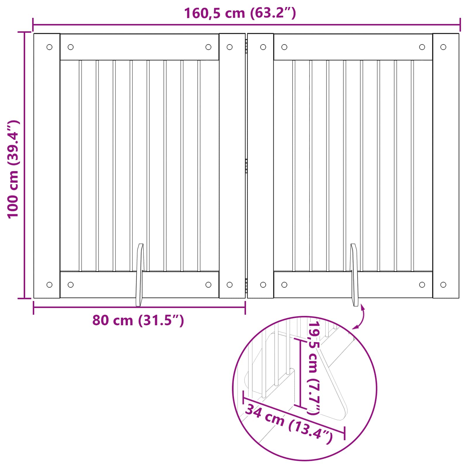 Vrata za pse s postoljem 2 pcs Dimljeni hrast 80 x 100 cm