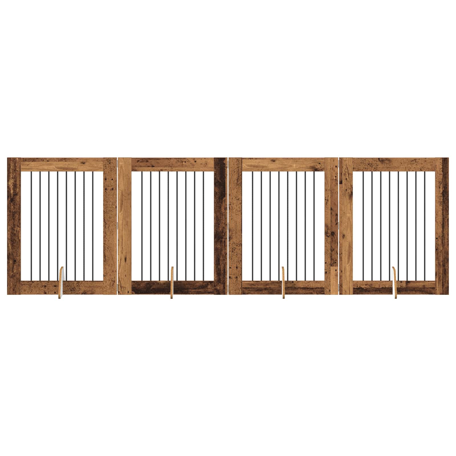 Vrata za pse s postoljem 4 pcs Staro drvo 80 x 100 cm
