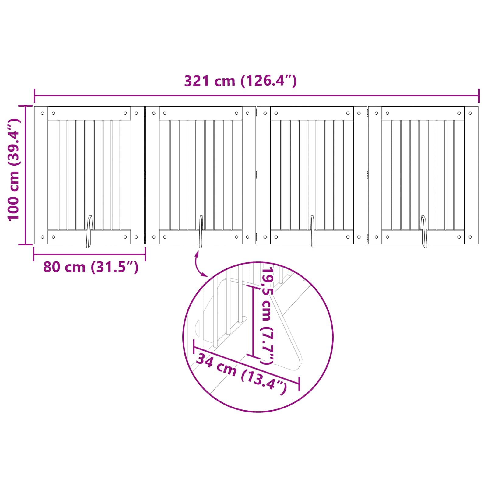 Vrata za pse s postoljem 4 pcs Staro drvo 80 x 100 cm