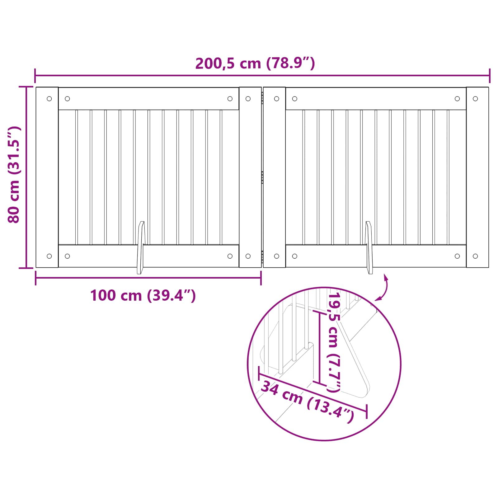 Vrata za pse s postoljem 2 pcs Crni hrast 100 x 80 cm