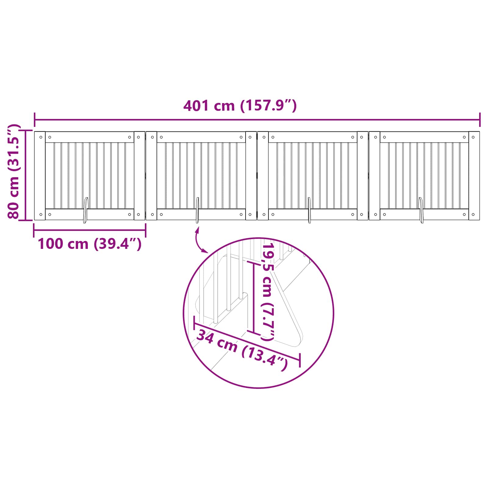 Vrata za pse s postoljem 4 pcs Staro drvo 100 x 80 cm