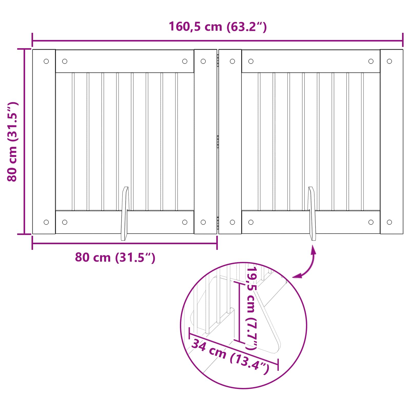 Vrata za pse s postoljem 2 pcs Crni hrast 80 x 80 cm