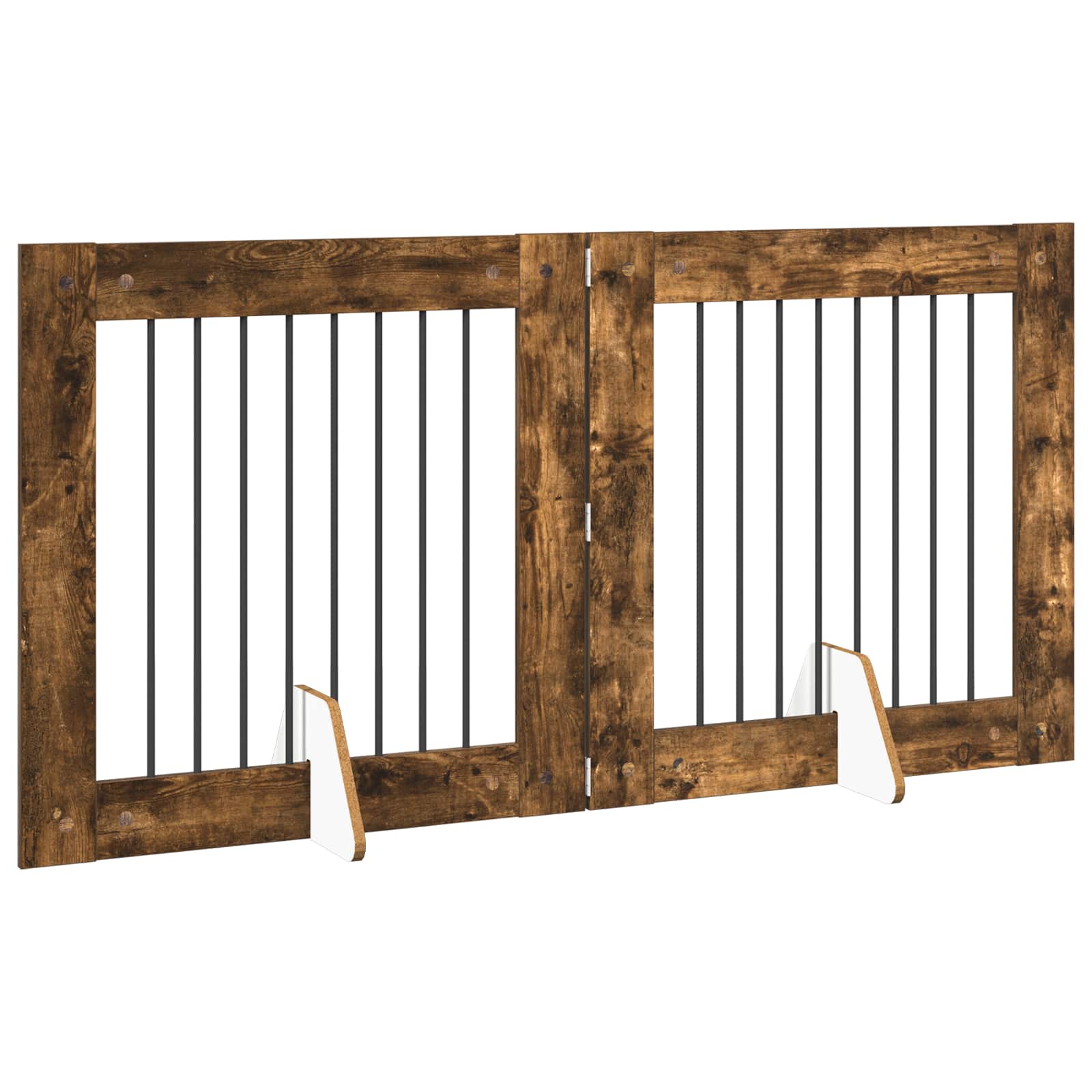 Vrata za pse s postoljem 2 pcs Dimljeni hrast 80 x 80 cm
