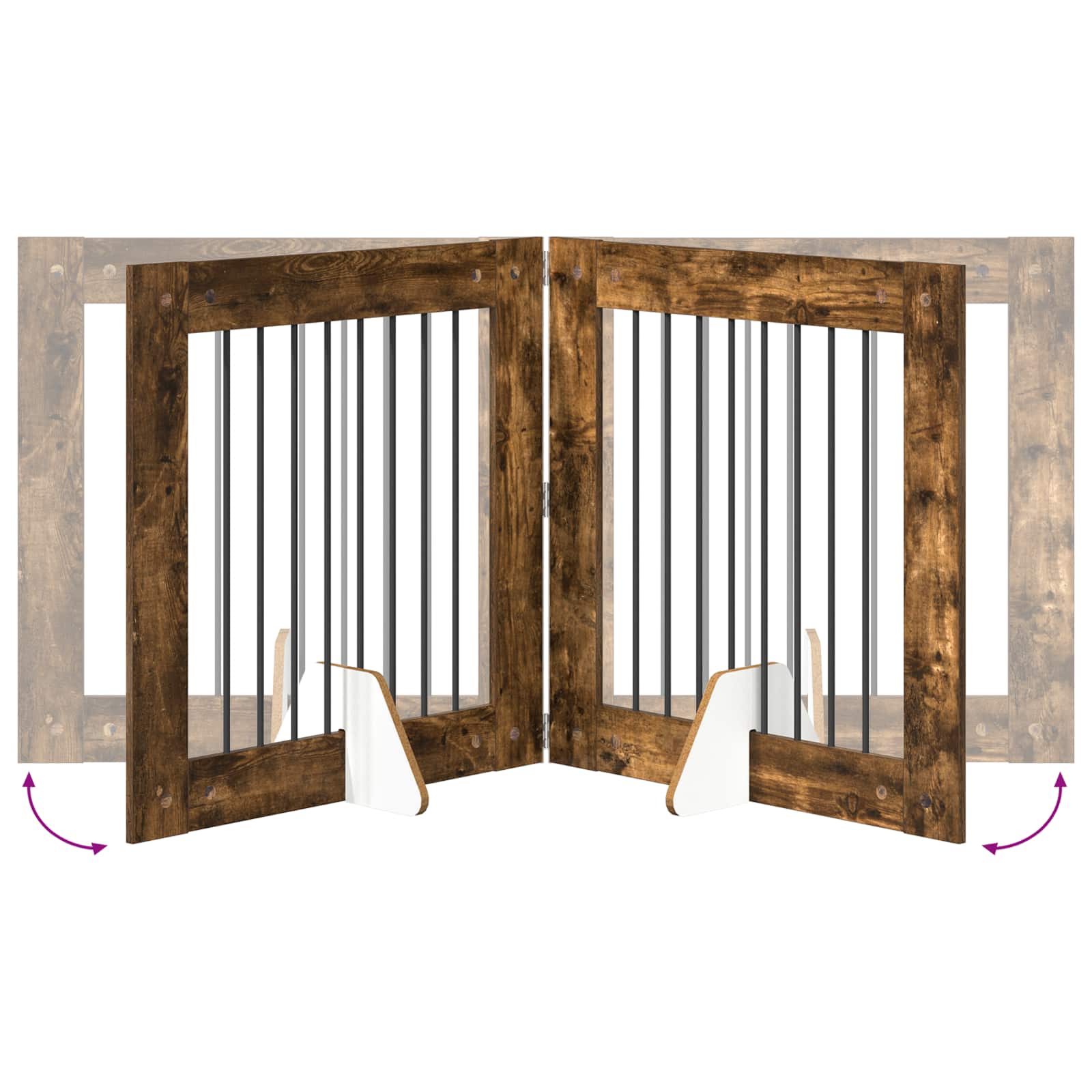 Vrata za pse s postoljem 2 pcs Dimljeni hrast 80 x 80 cm