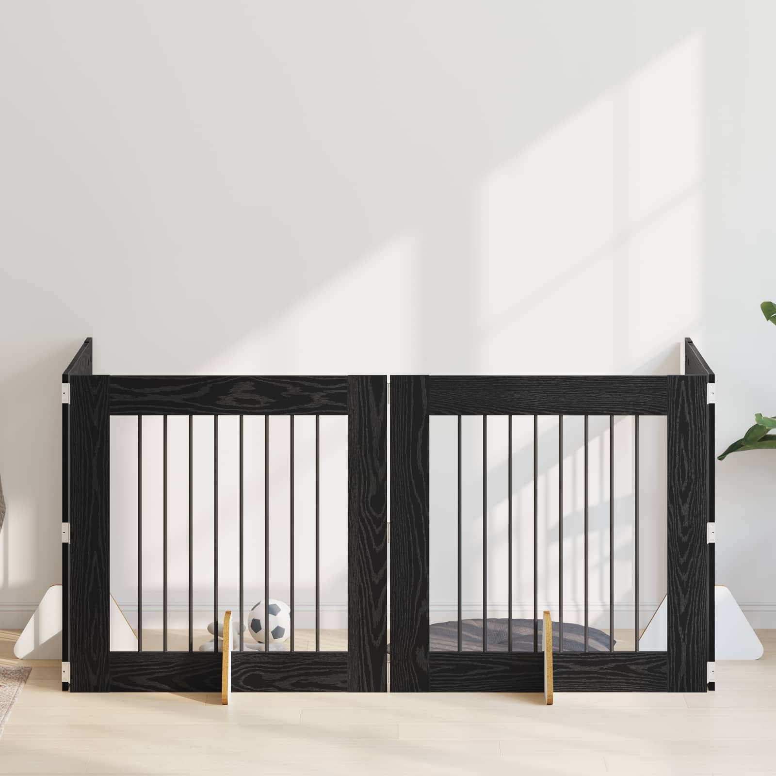 Vrata za pse s postoljem 4 pcs Crni hrast 80 x 80 cm