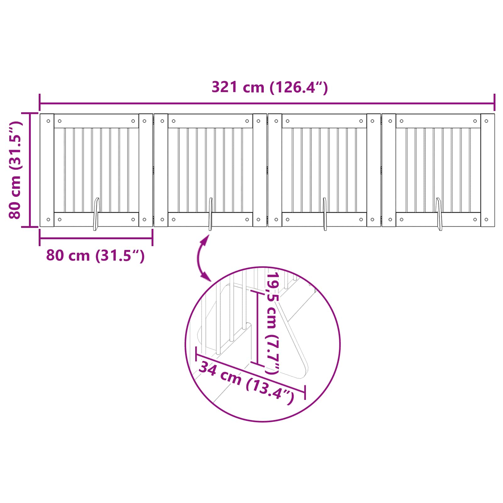 Vrata za pse s postoljem 4 pcs Hrast sonoma 80 x 80 cm