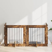Vrata za pse s postoljem 4 pcs Dimljeni hrast 80 x 80 cm