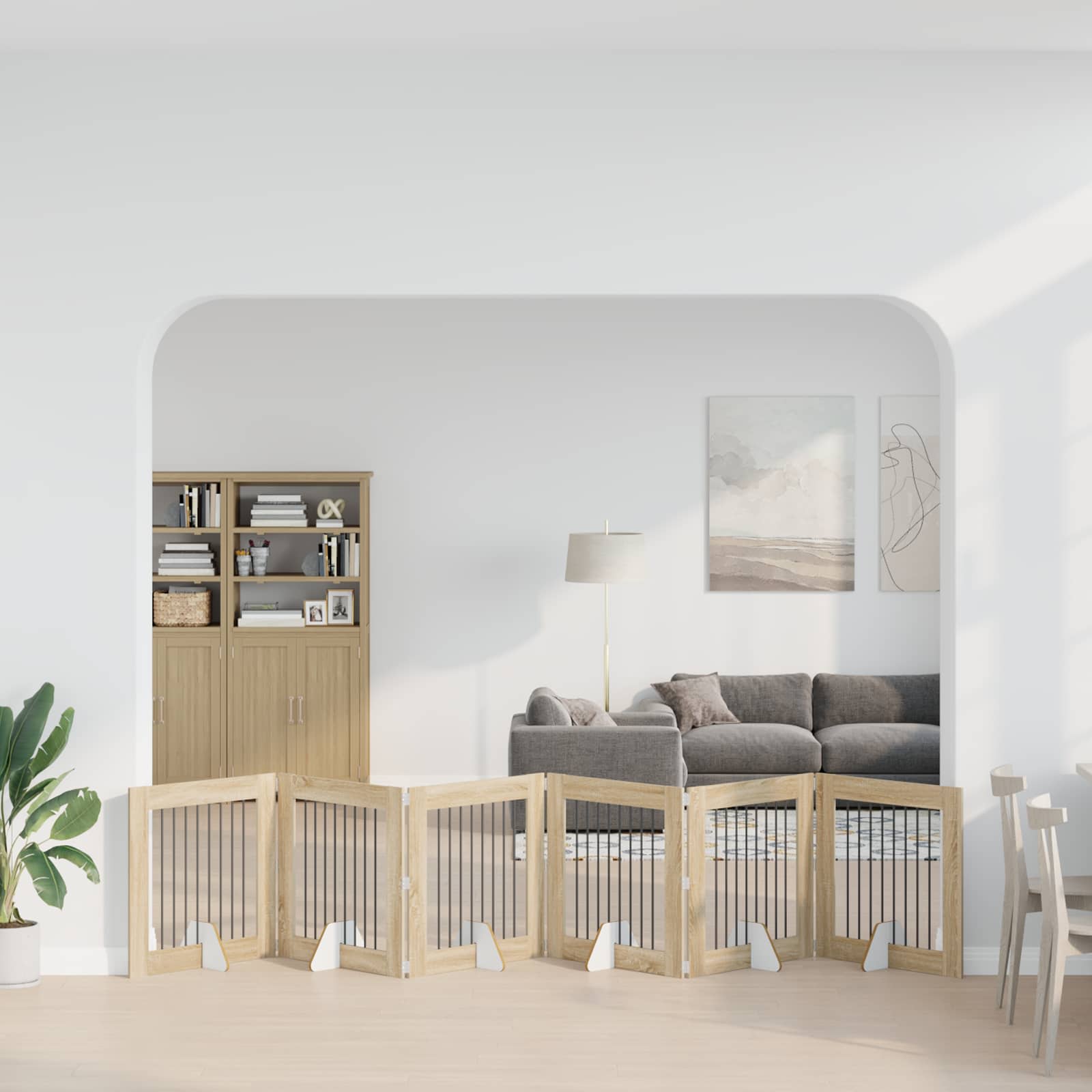 Vrata za pse s postoljem 6 pcs Hrast sonoma 80 x 80 cm
