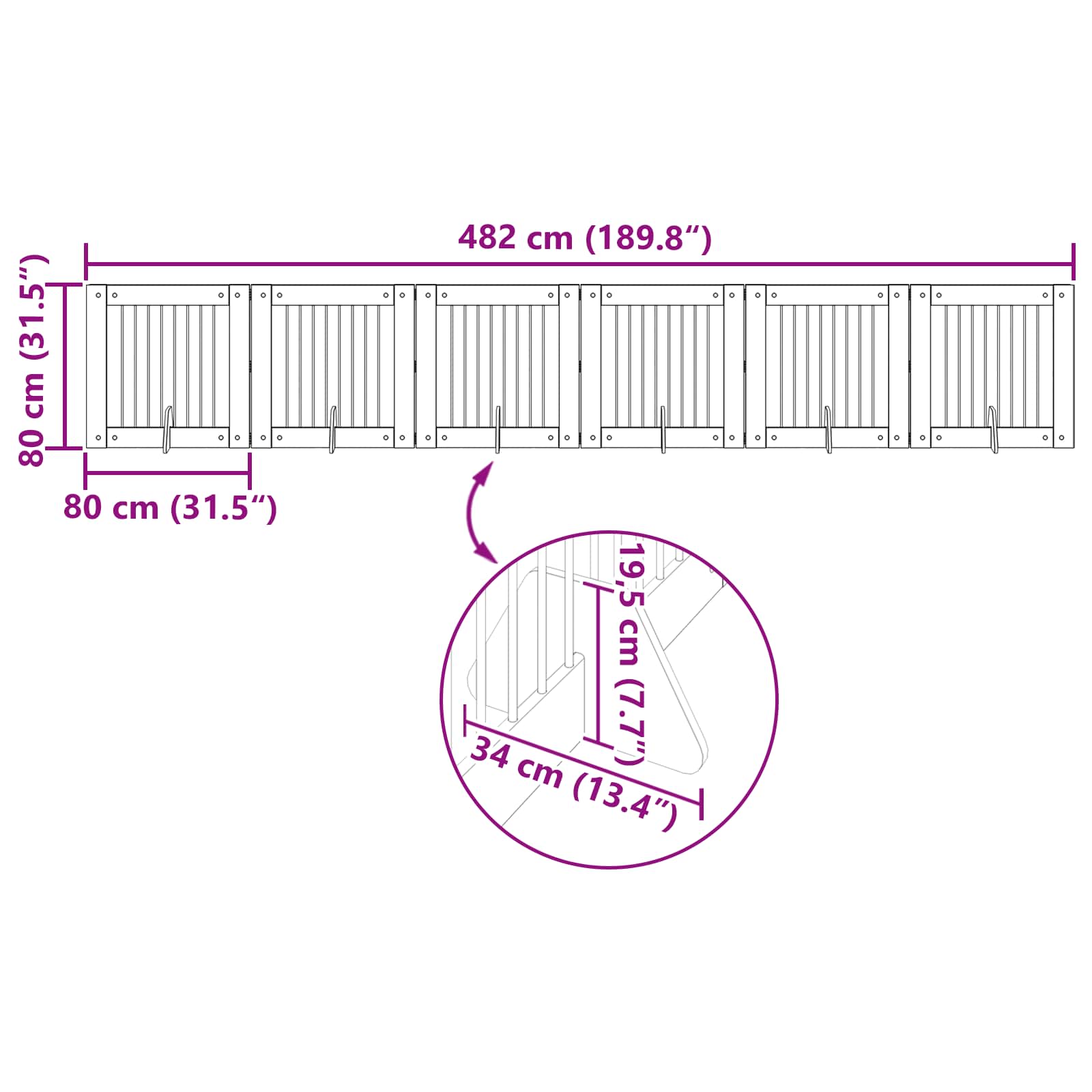 Vrata za pse s postoljem 6 pcs Hrast sonoma 80 x 80 cm