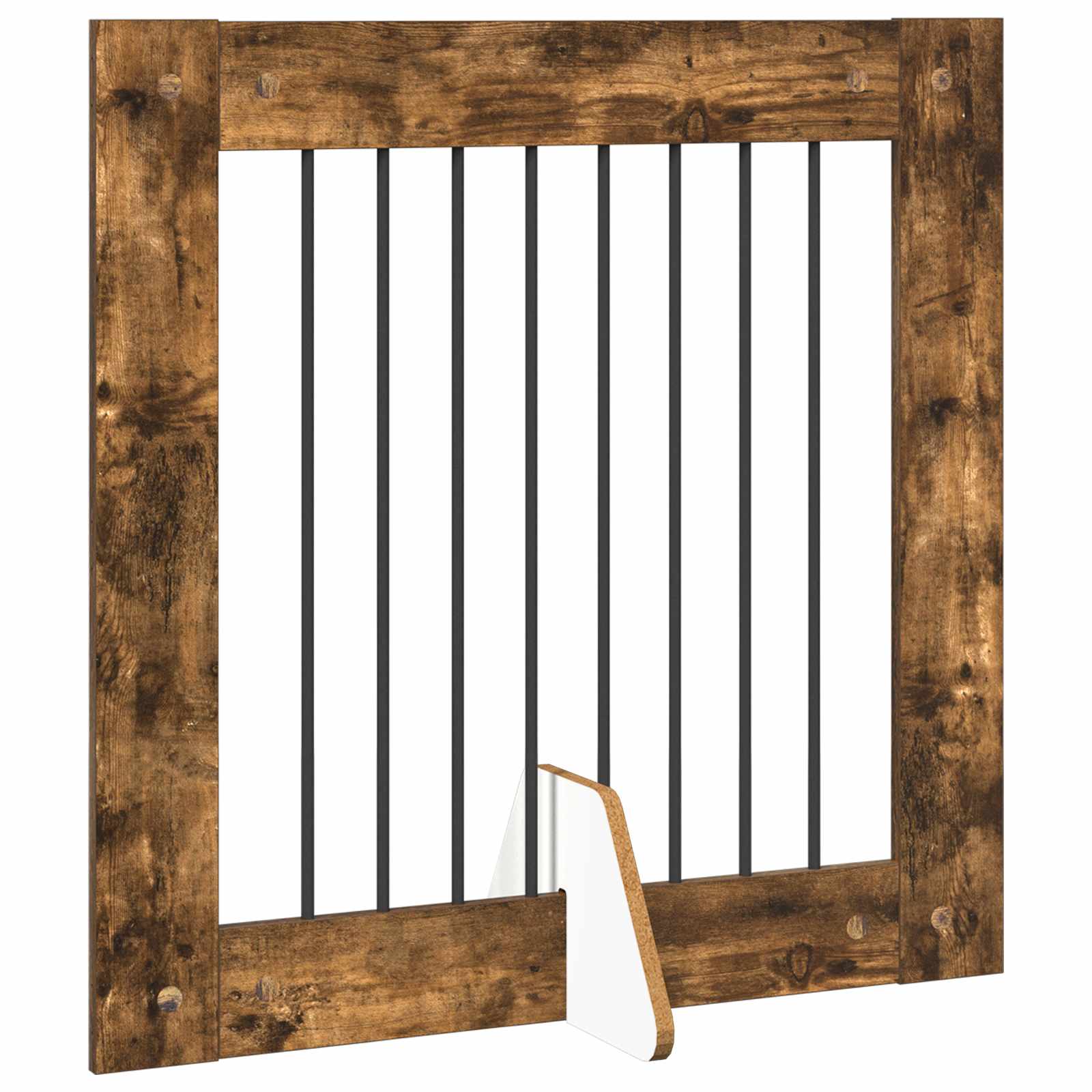 Vrata za pse s postoljem 6 pcs Dimljeni hrast 80 x 80 cm
