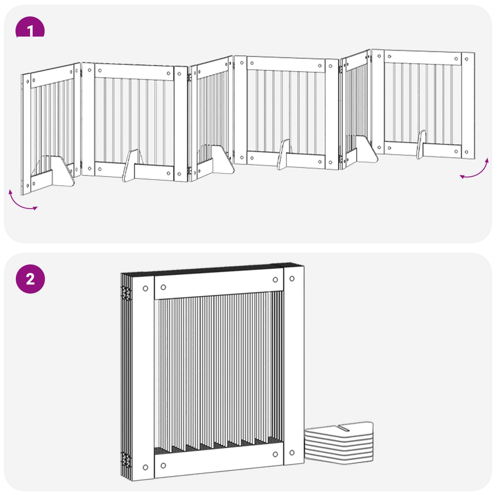 Vrata za pse s postoljem 6 pcs Dimljeni hrast 80 x 80 cm