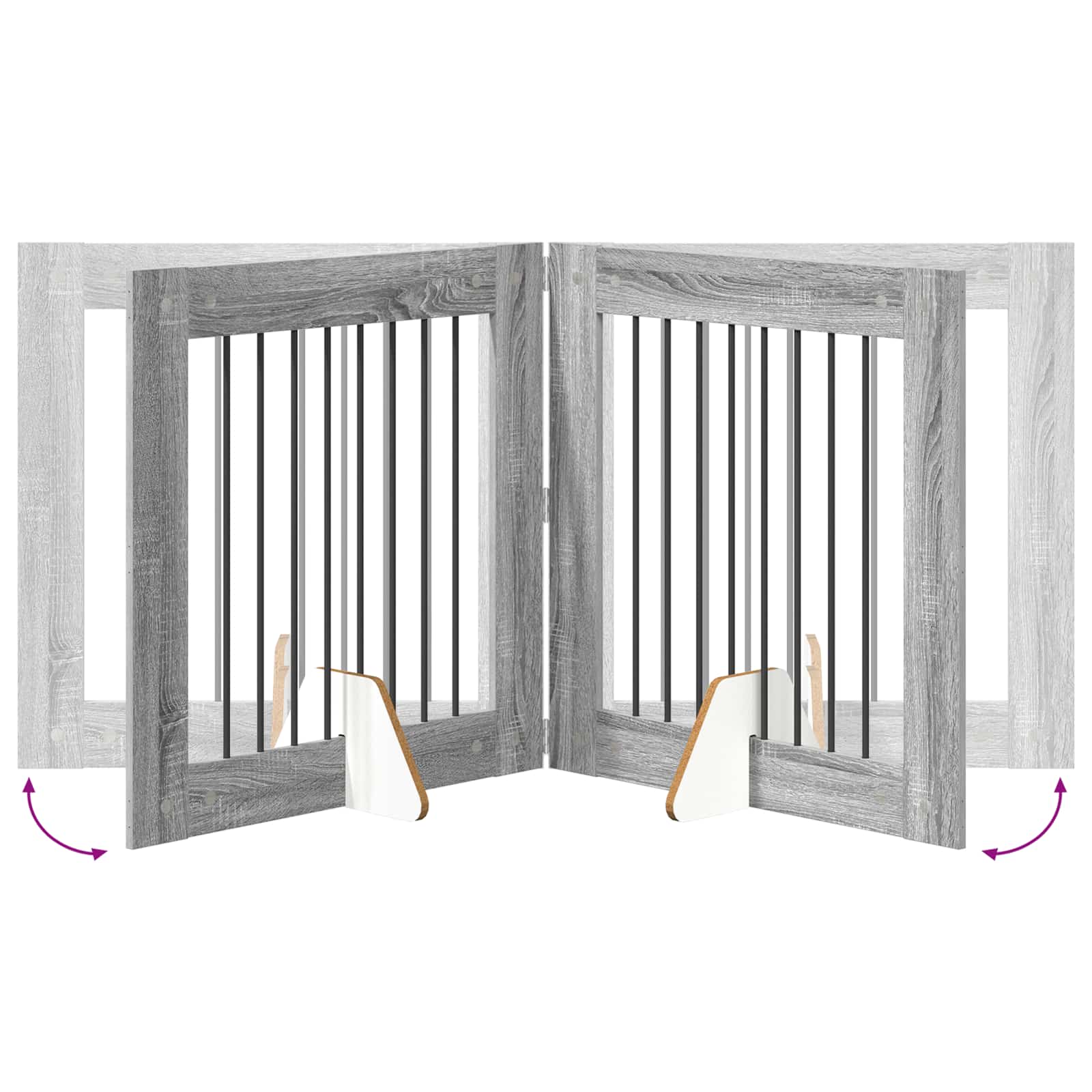 Vrata za pse s postoljem 6 pcs Siva sonoma 80 x 80 cm