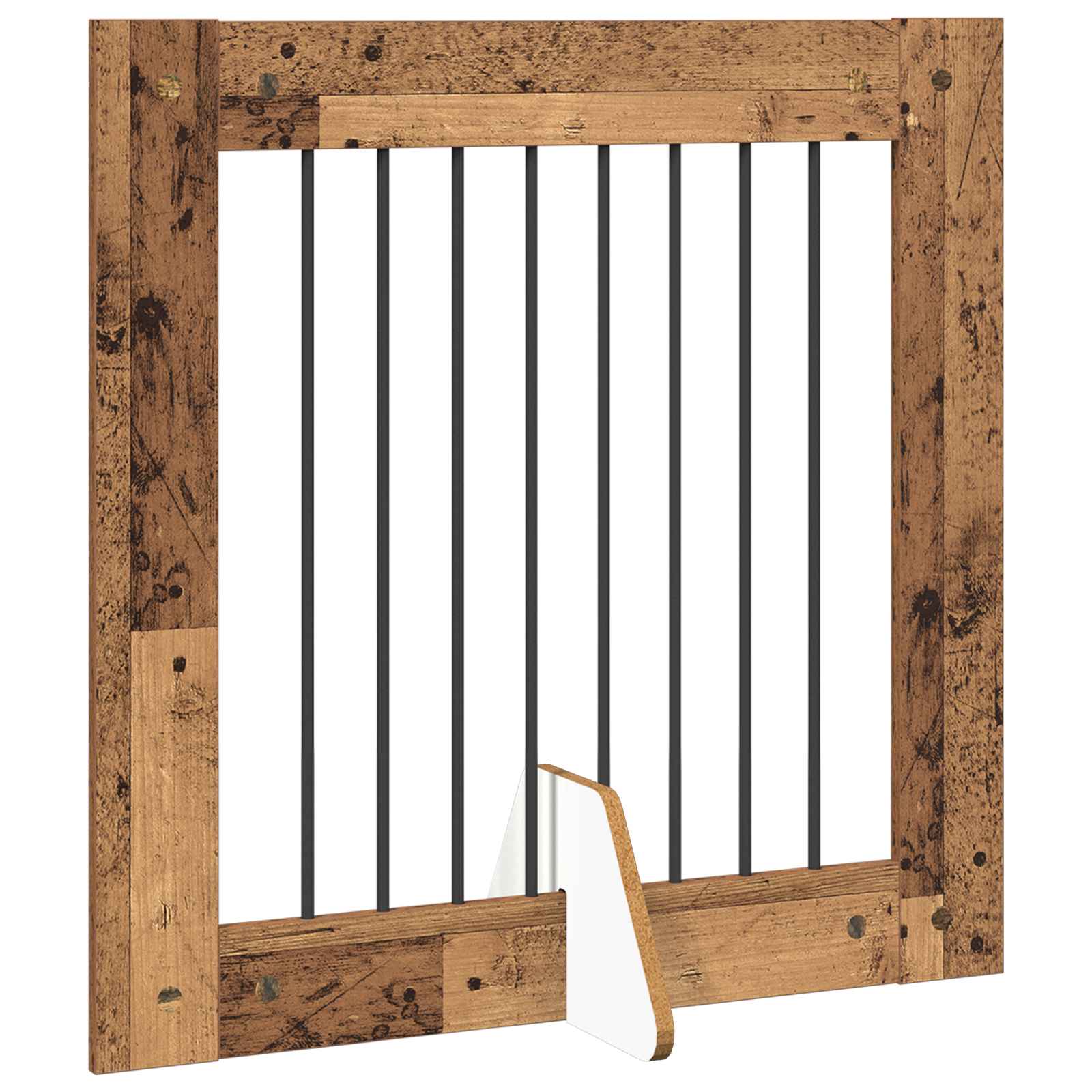 Vrata za pse s postoljem 6 pcs Staro drvo 80 x 80 cm