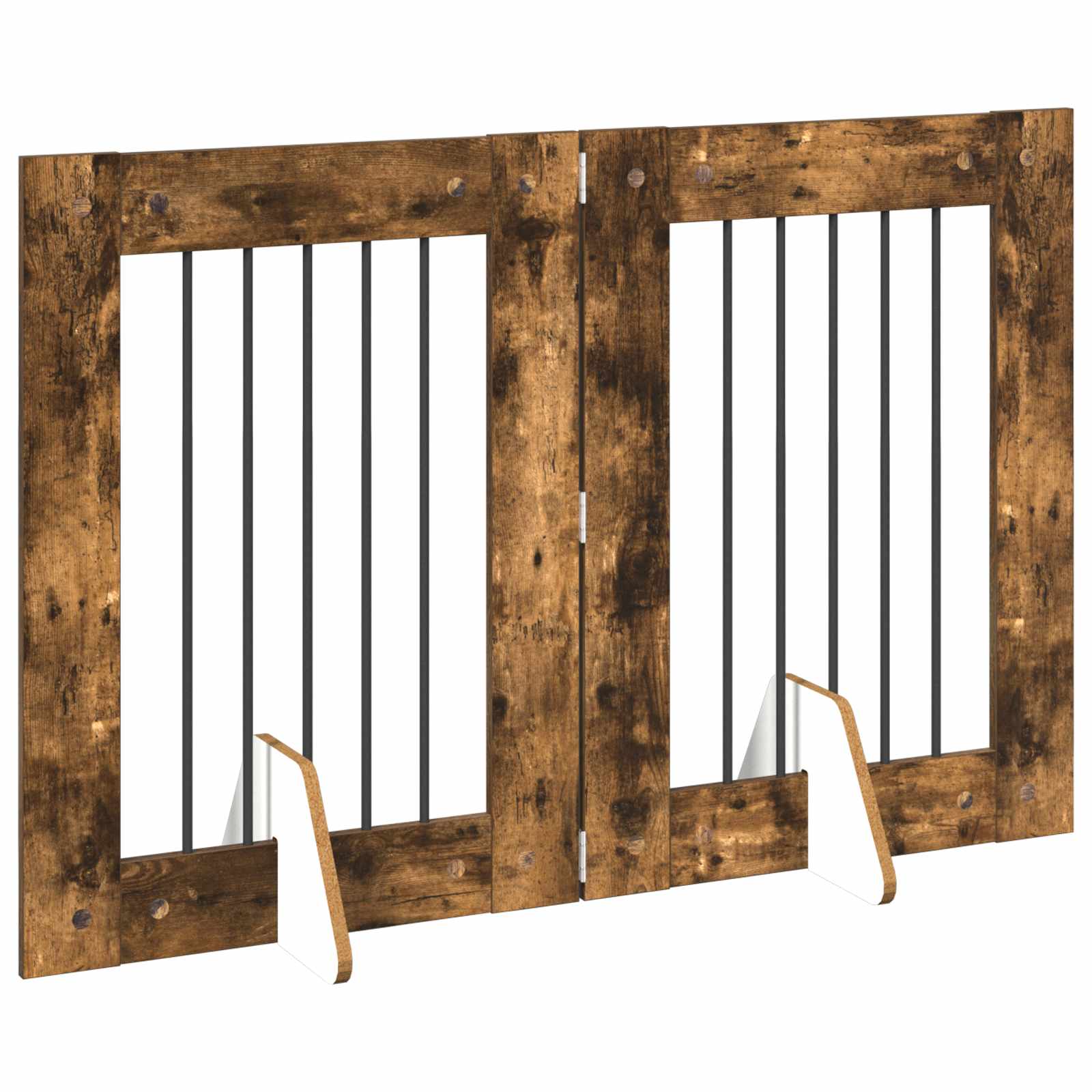 Vrata za pse s postoljem 2 pcs Dimljeni hrast 60 x 80 cm