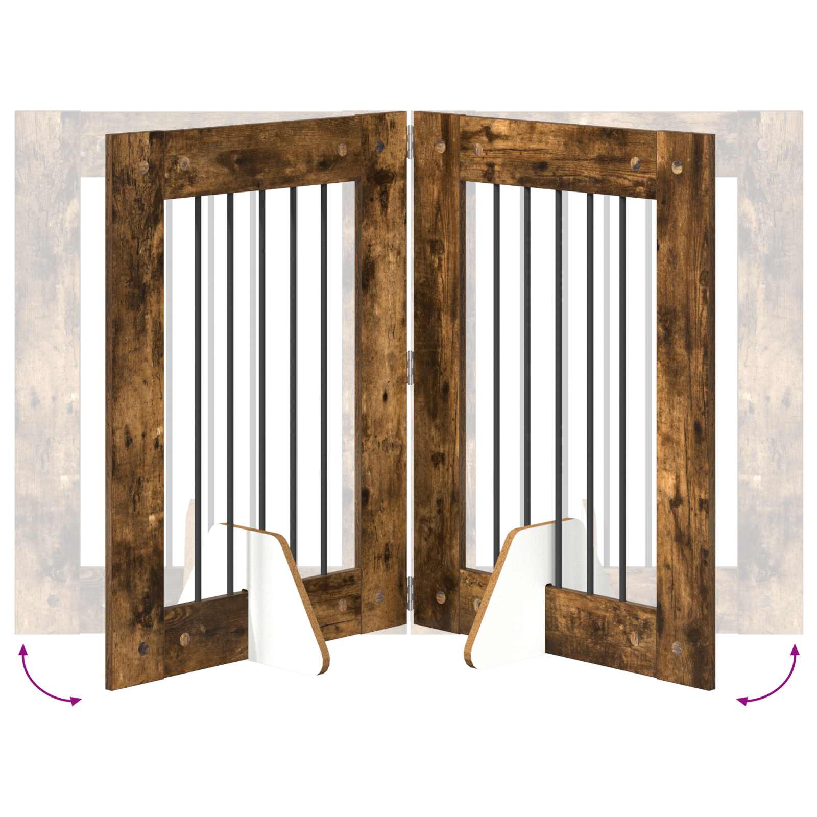 Vrata za pse s postoljem 2 pcs Dimljeni hrast 60 x 80 cm