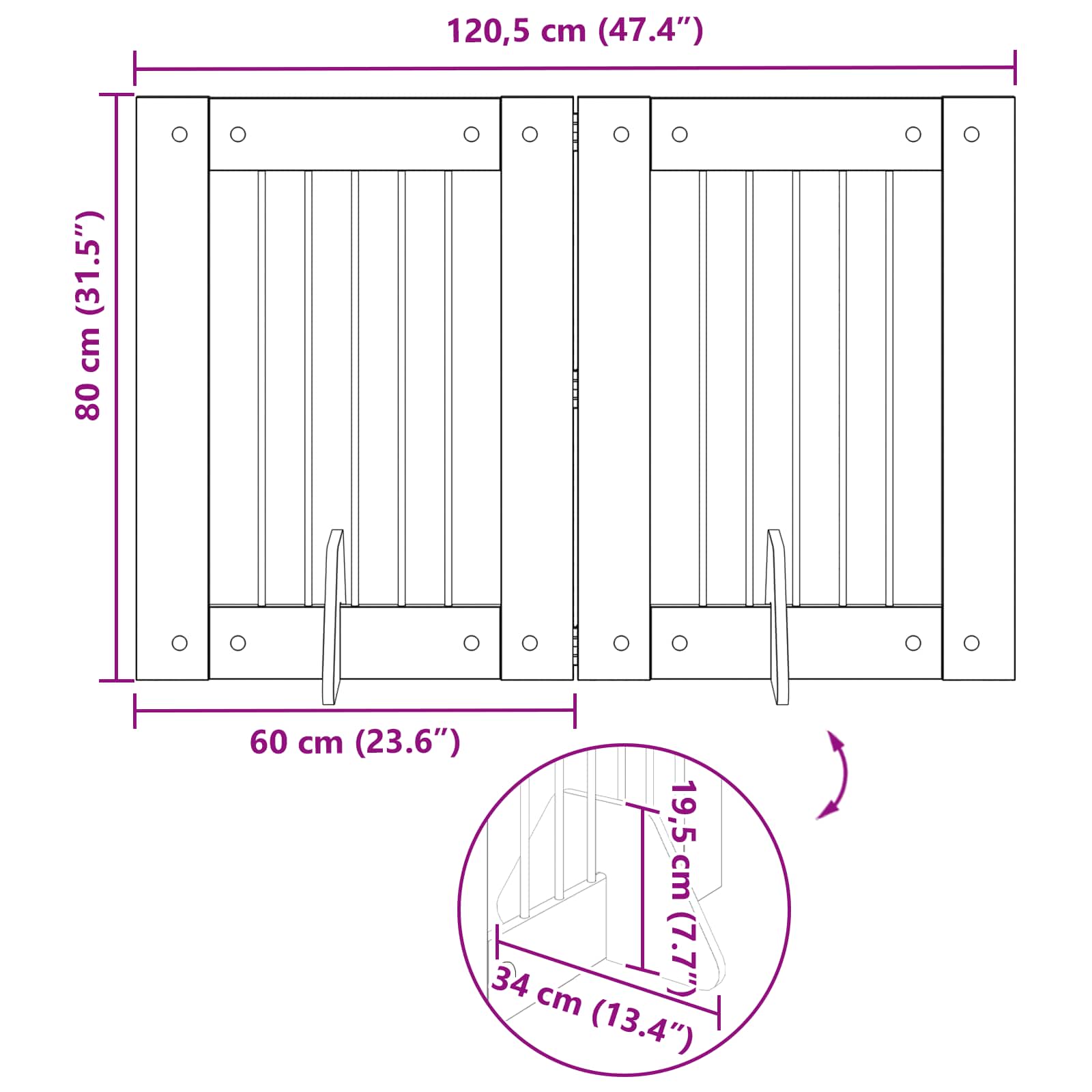 Vrata za pse s postoljem 2 pcs Dimljeni hrast 60 x 80 cm